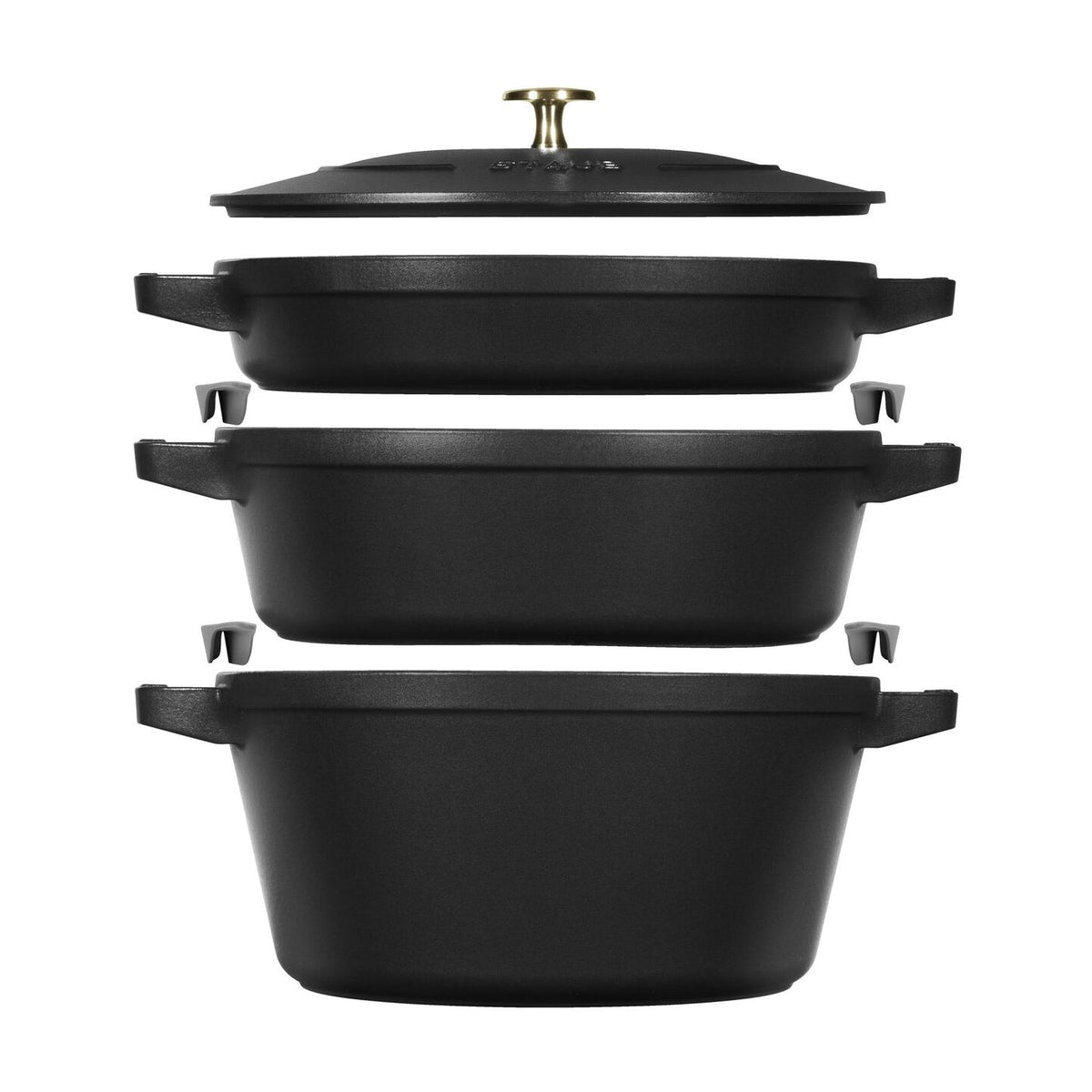 Staub Stackable 3-Piece Cast Iron Pan Set / Black