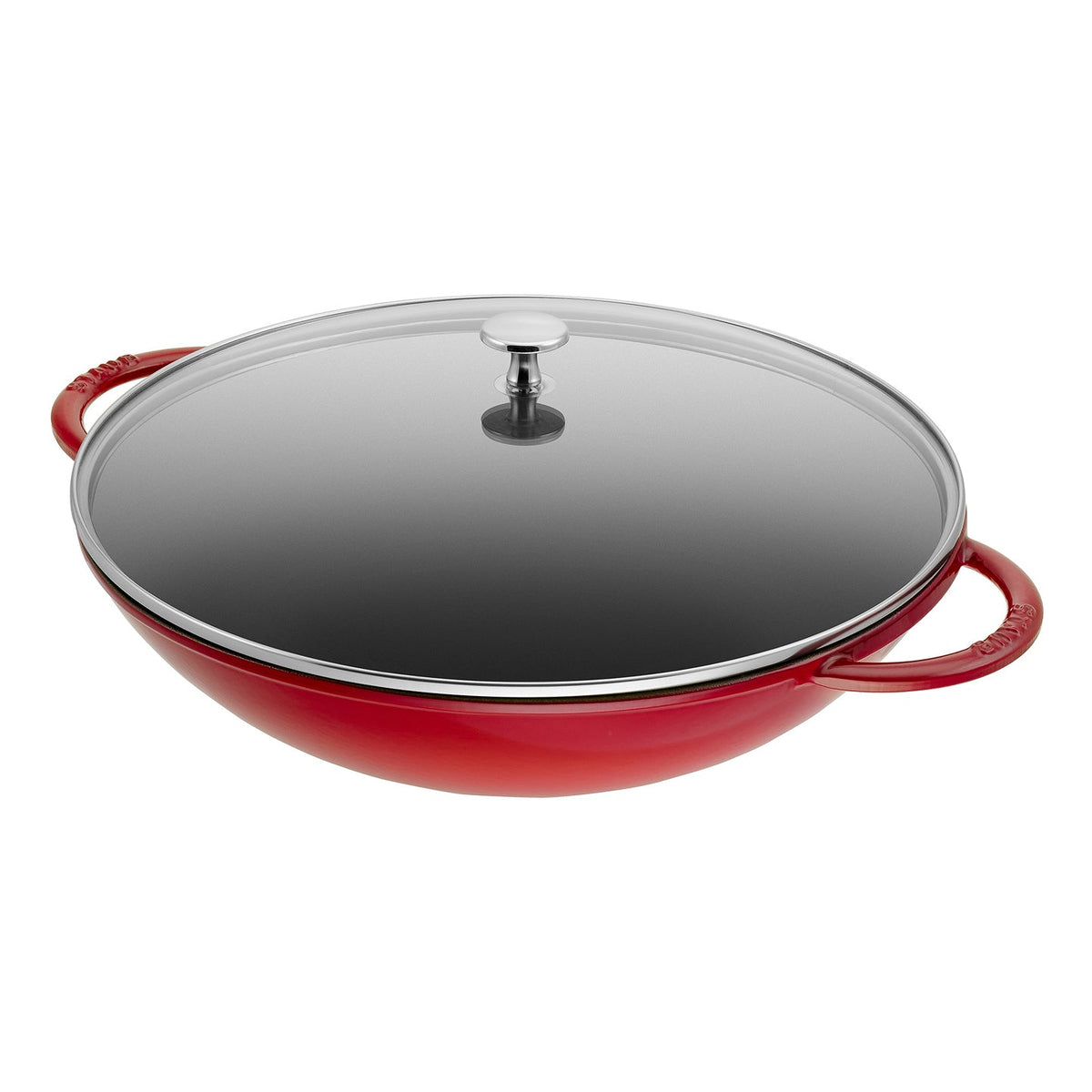 Staub Cast Iron Wok with Lid / Cherry / 37cm