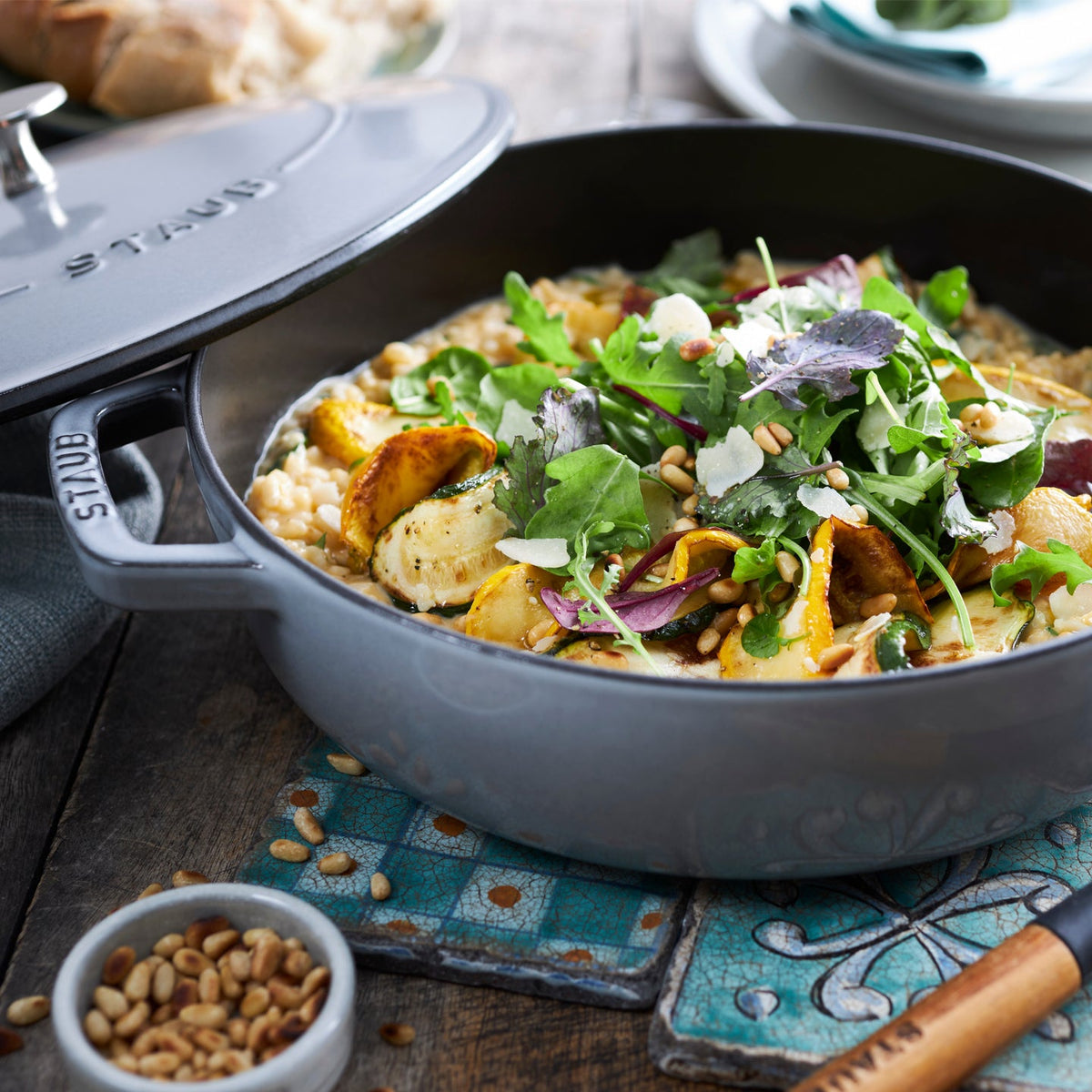 Staub Cast Iron Saute Casserole Pan / Grey