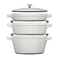 Staub Stackable 3-Piece Cast Iron Pan Set / White Truffle / 24cm