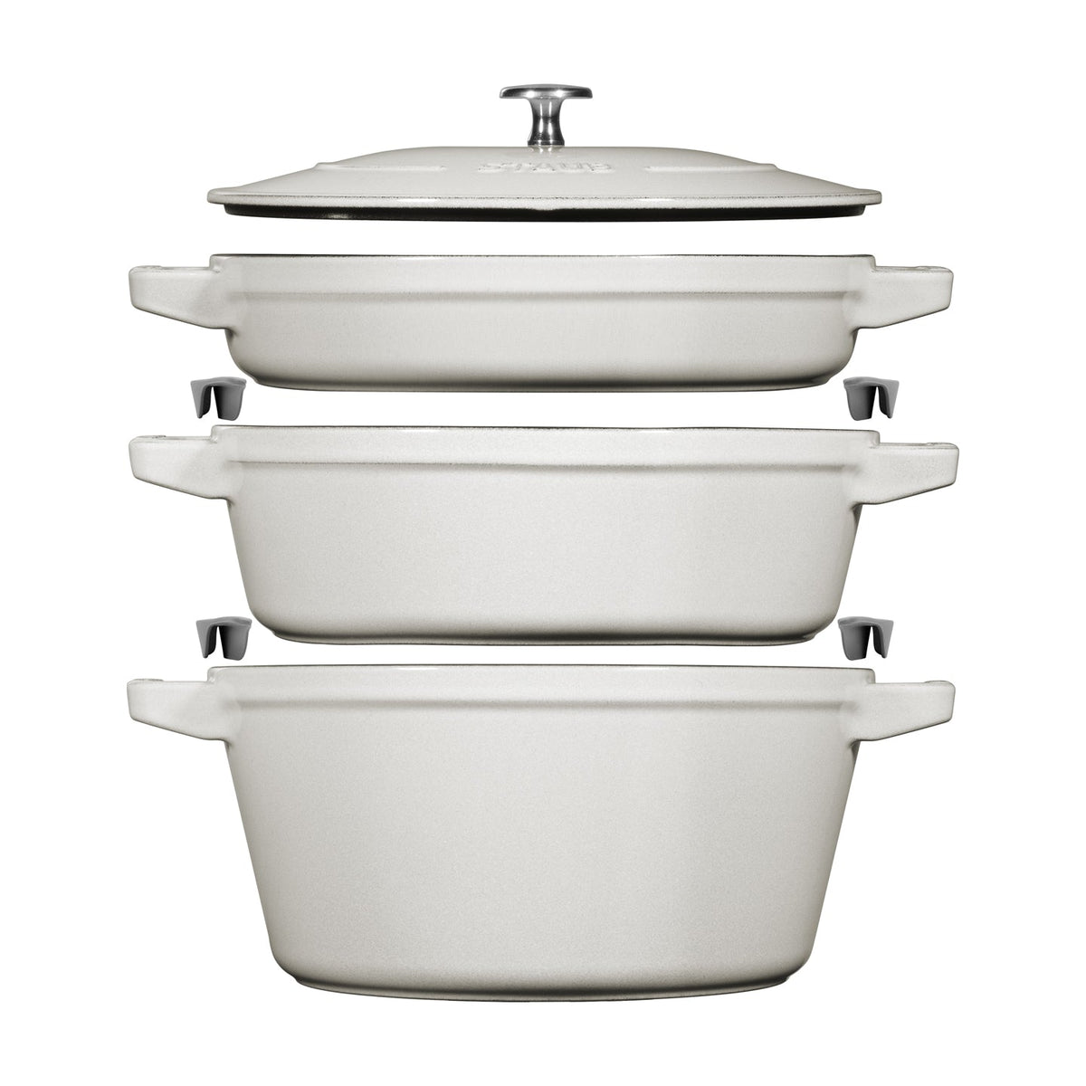 Staub Stackable 3-Piece Cast Iron Pan Set / White Truffle / 24cm