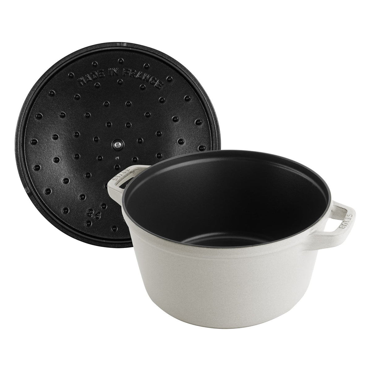 Staub Stackable 3-Piece Cast Iron Pan Set / White Truffle / 24cm