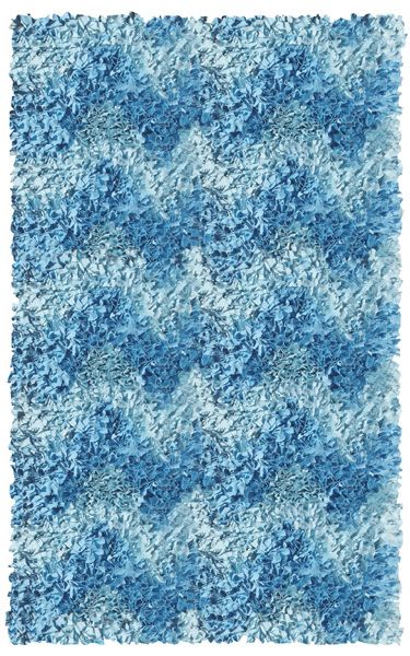 Modern Abstract Blue Chevron High – Pile Shag Area Rug for Indoor Spaces