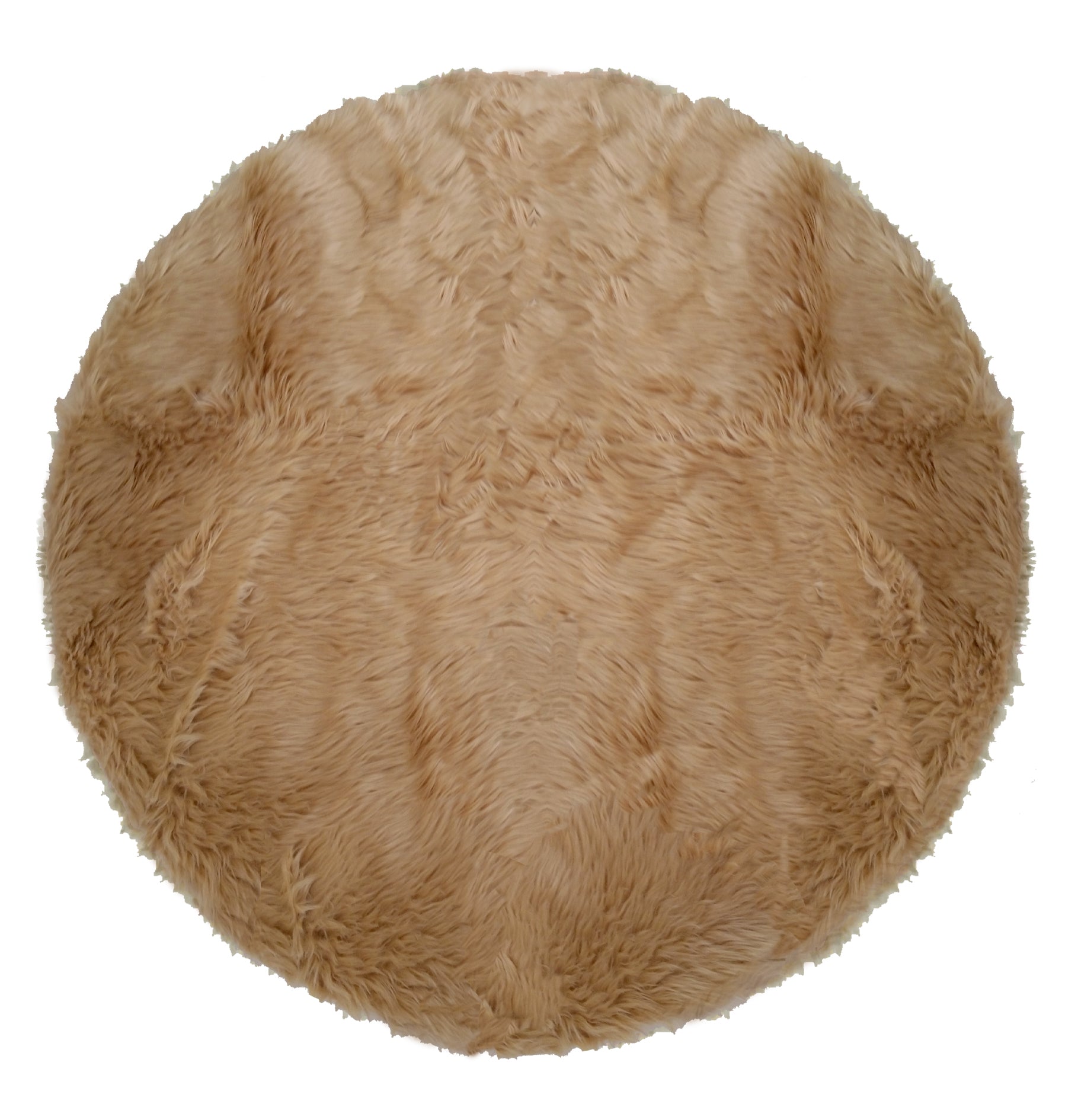 Medium to Large Round High - Pile Polyester Tan Rug with Modern Design