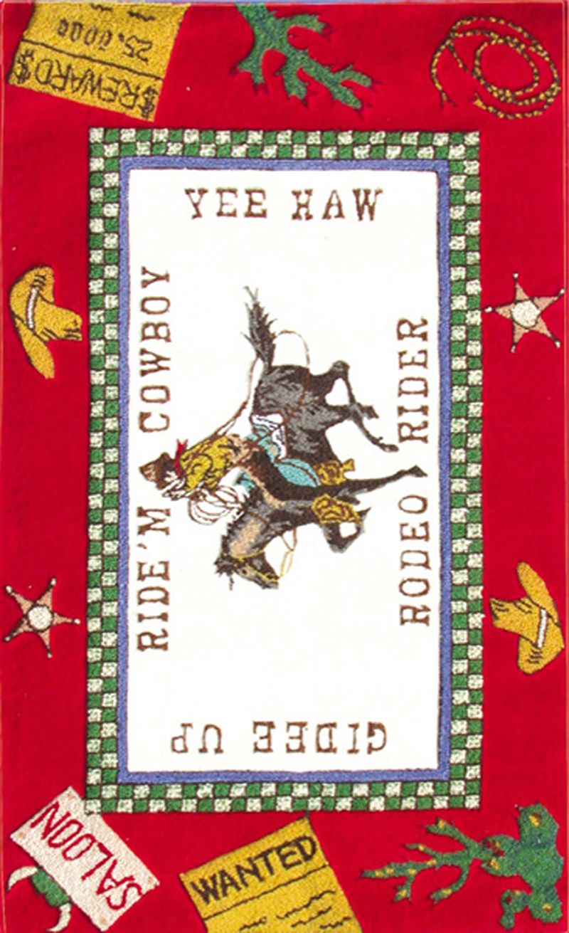 Traditional Western Rodeo Themed Area Rug in Bold Colors