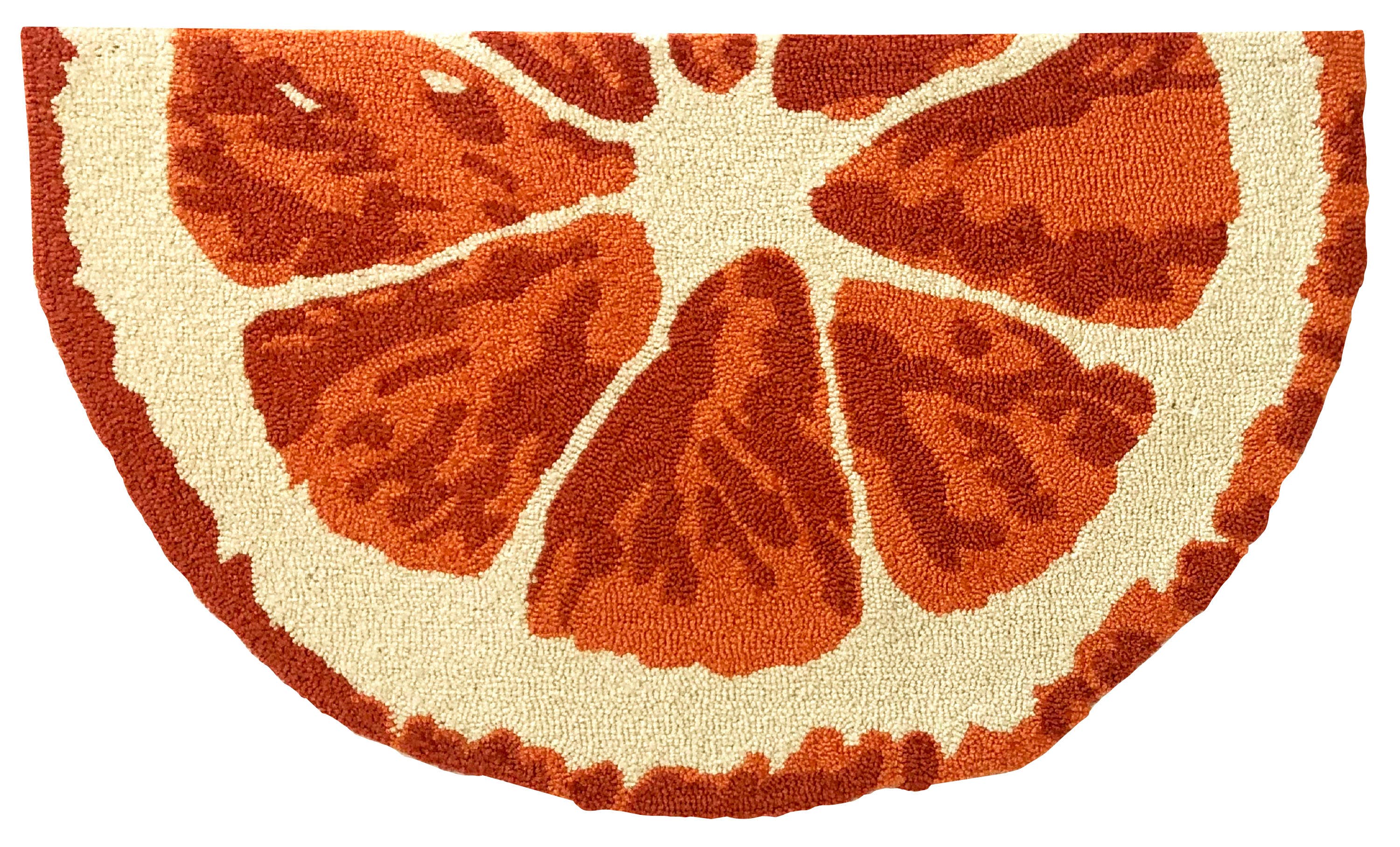 Whimsical Orange Citrus Slice Semicircular Indoor Area Rug