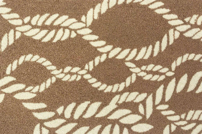 Modern Polypropylene Area Rug with Abstract Organic Motifs in Brown and Cream