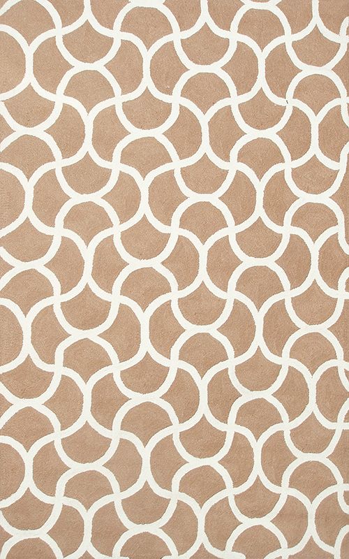 5x7.6 Light Beige/Taupe and White Geometric Modern Area Rug