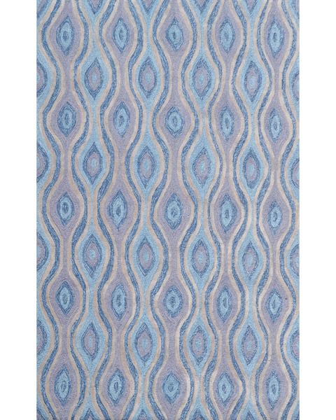 5x7.6 Modern Area Rug in Light Blue, Medium Blue, Lavender/Purple and Taupe/Beige