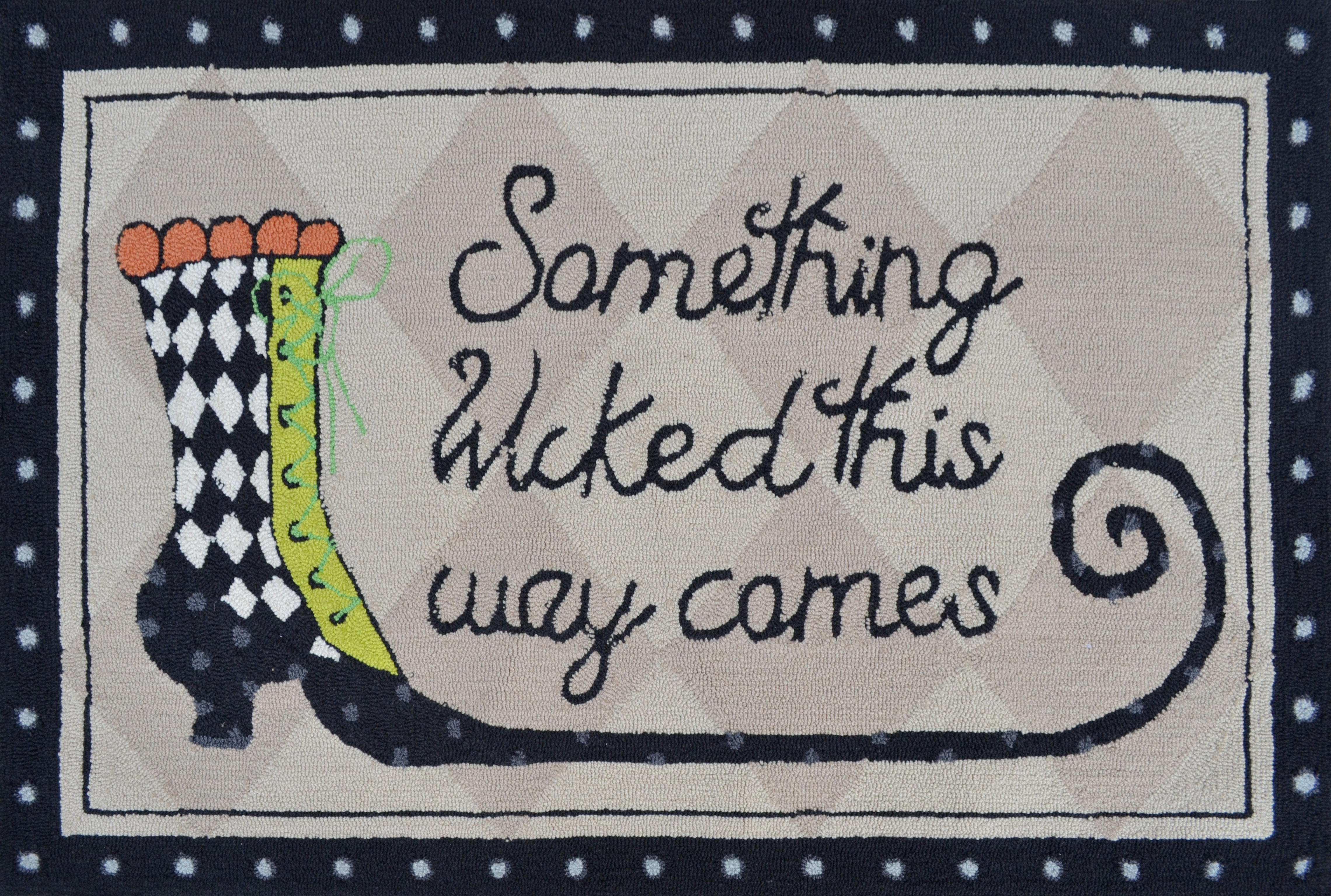 Whimsical Halloween Doormat with Witchy Design and Bold Colors