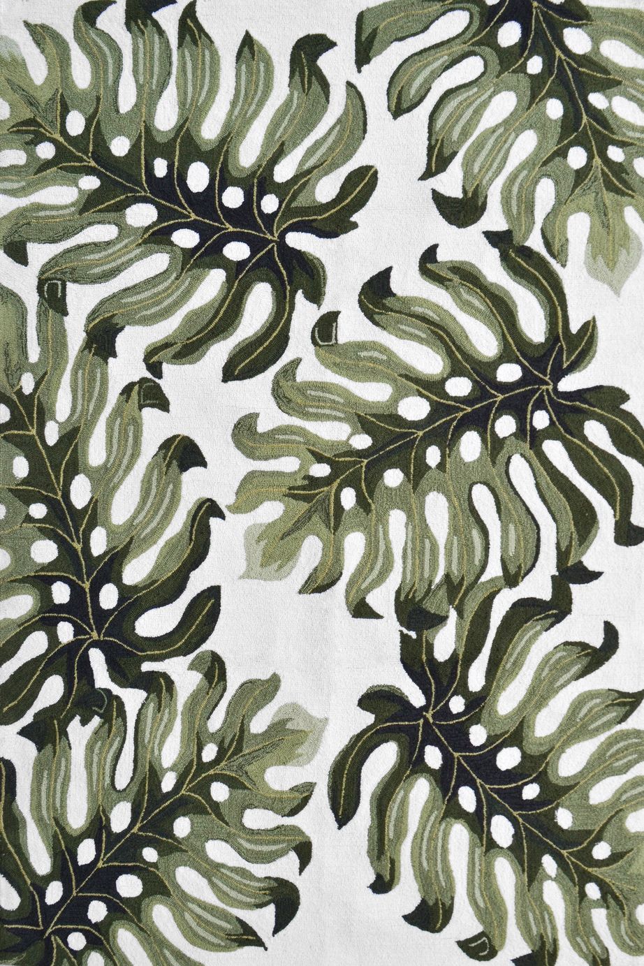 5x8 Modern Tropical Area Rug in Shades of Green and White