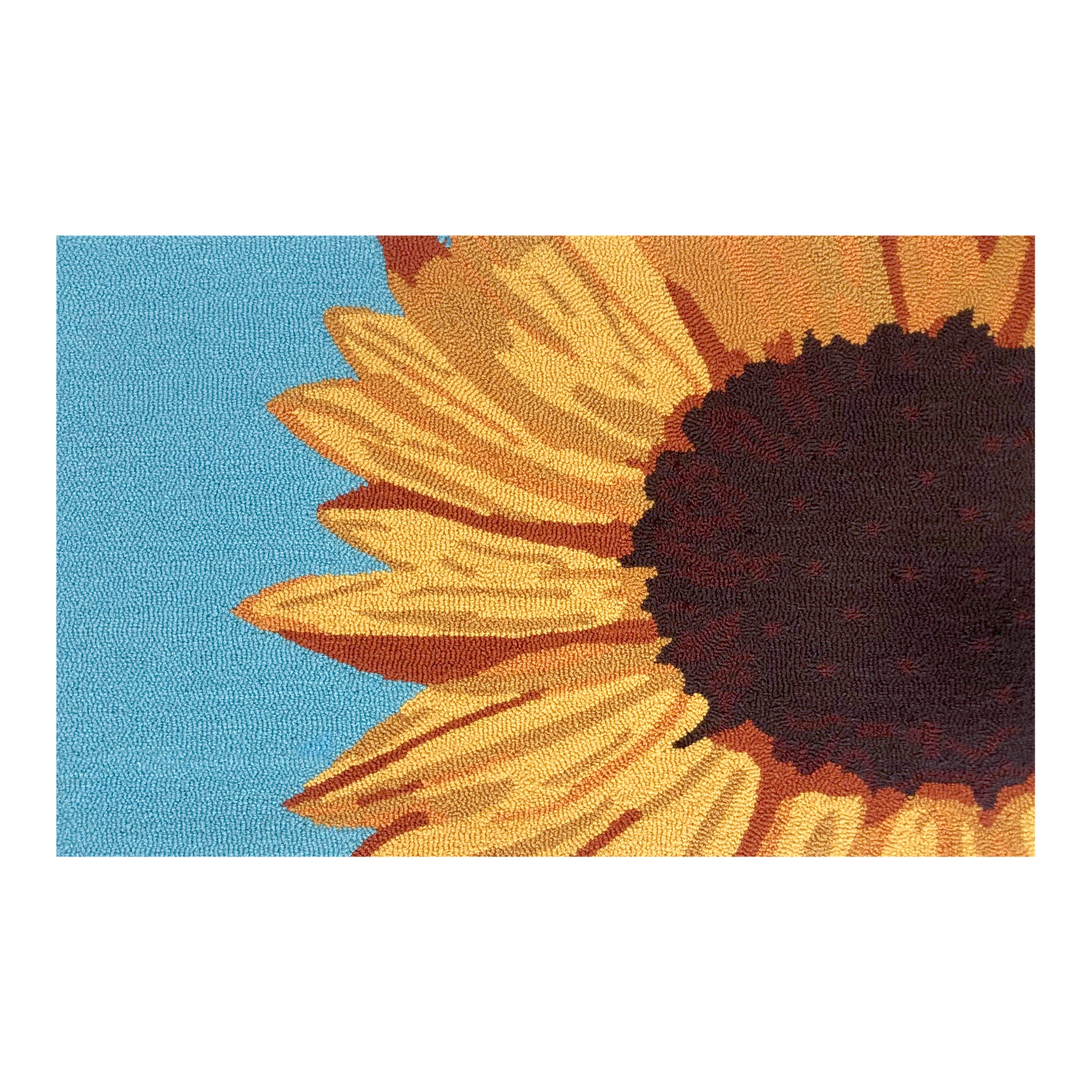 Bold Floral Sunflower Area Rug in Blue and Yellow for Indoor Spaces