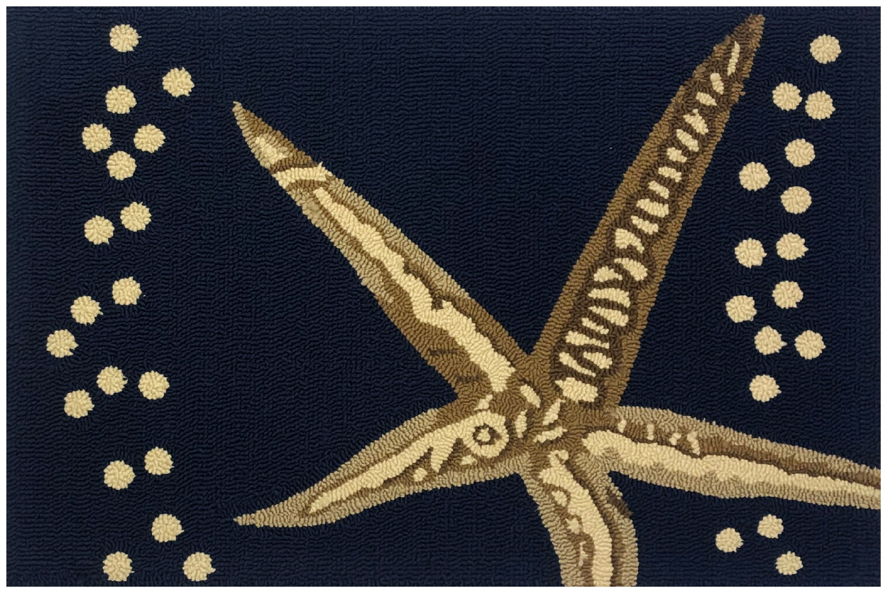 Coastal - Inspired Starfish Area Rug in Navy Blue and Neutrals for Indoor Spaces