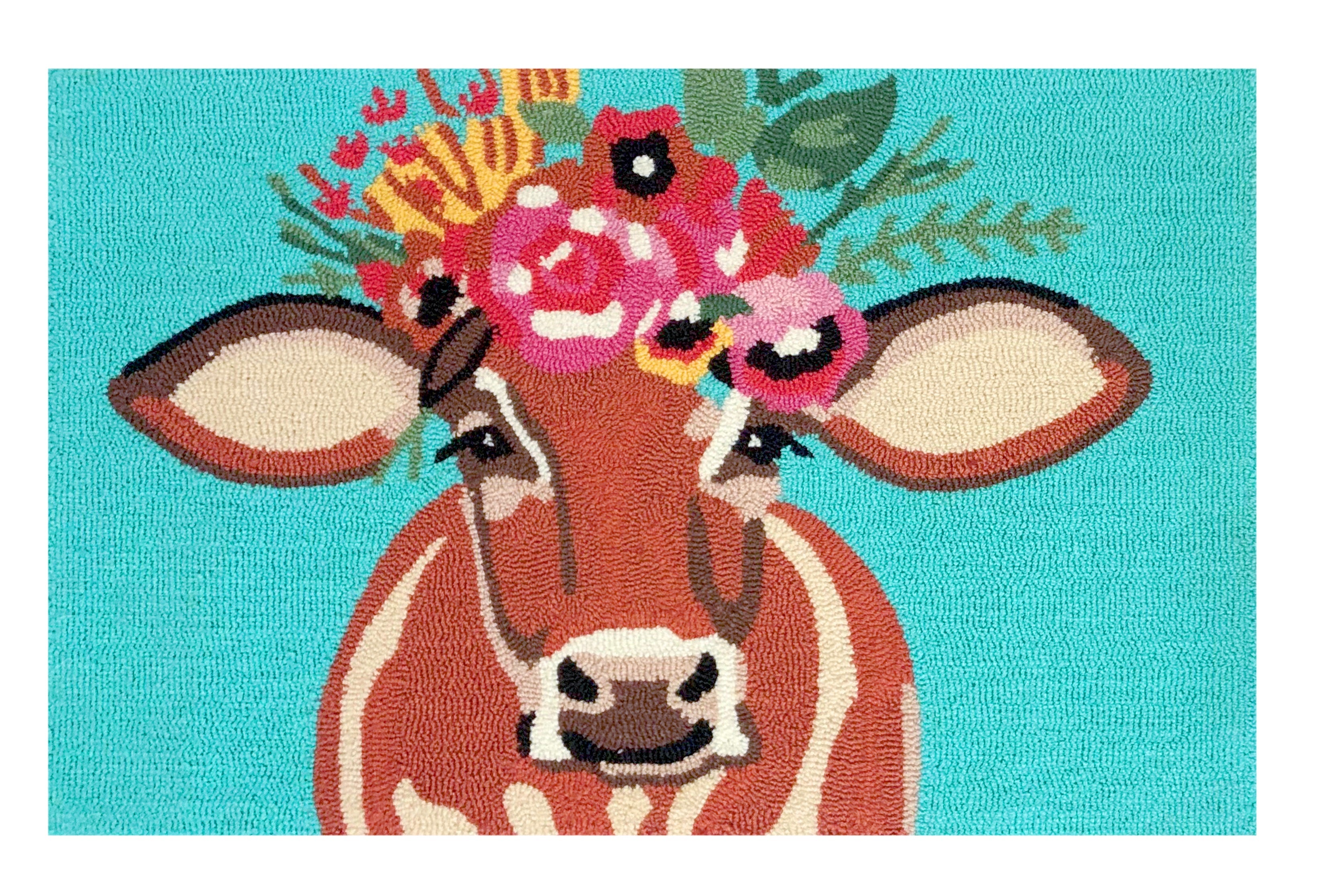 Vibrant Bohemian Cow Floral Area Rug for Indoor Decor