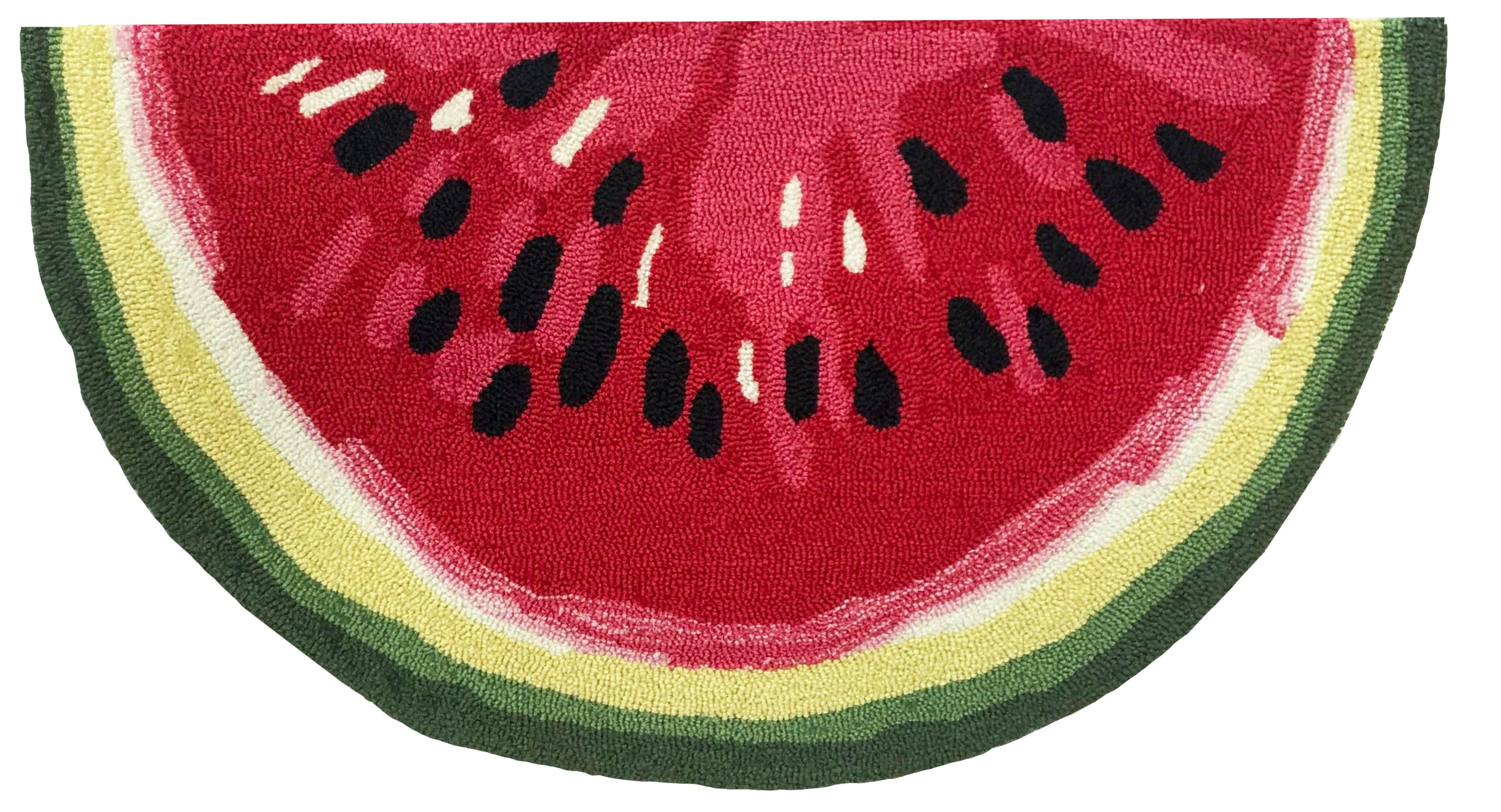 Vibrant Watermelon Slice Semicircular Accent Rug for Indoor Decor