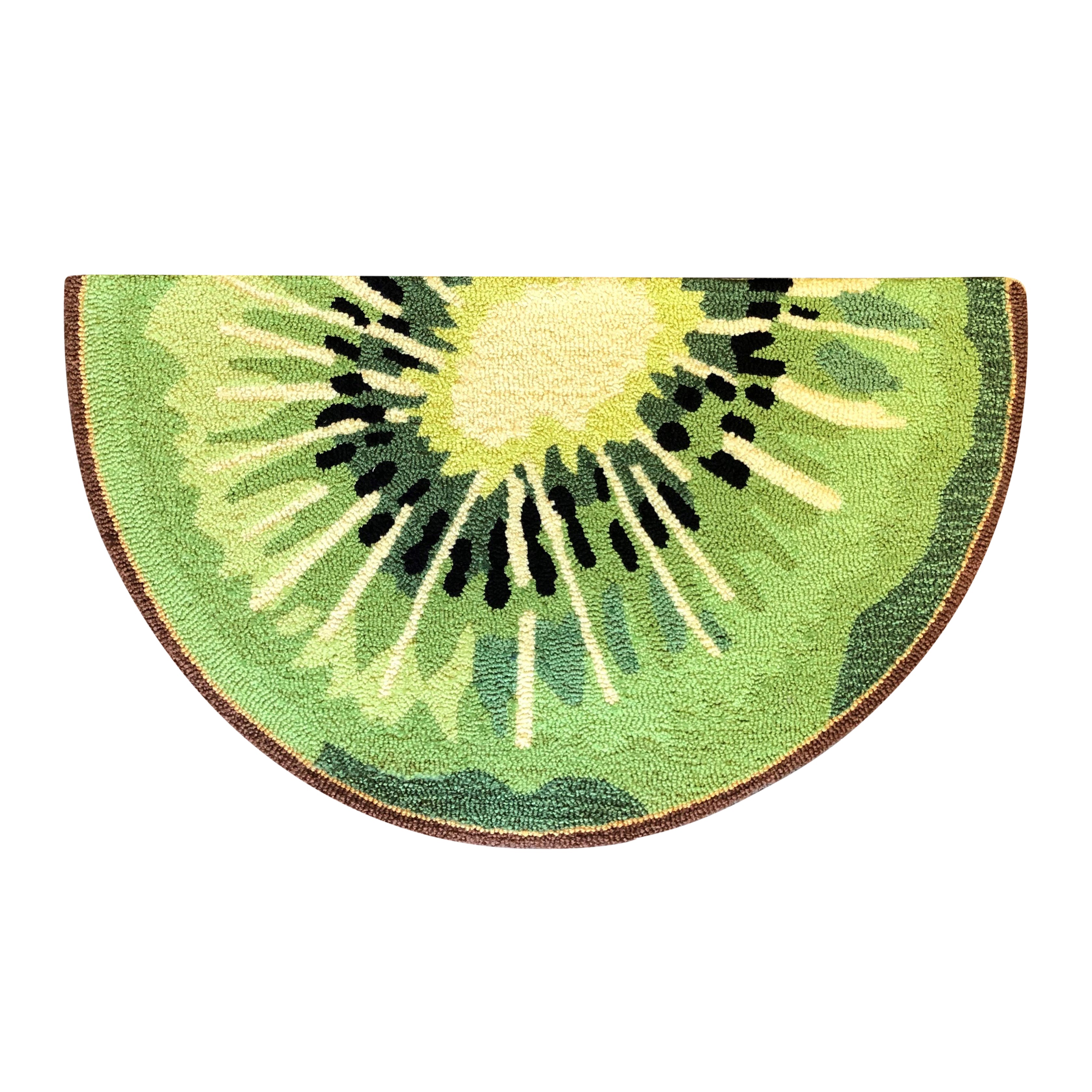 Whimsical Kiwi Slice Semicircular Rug for Entryway or Bathroom