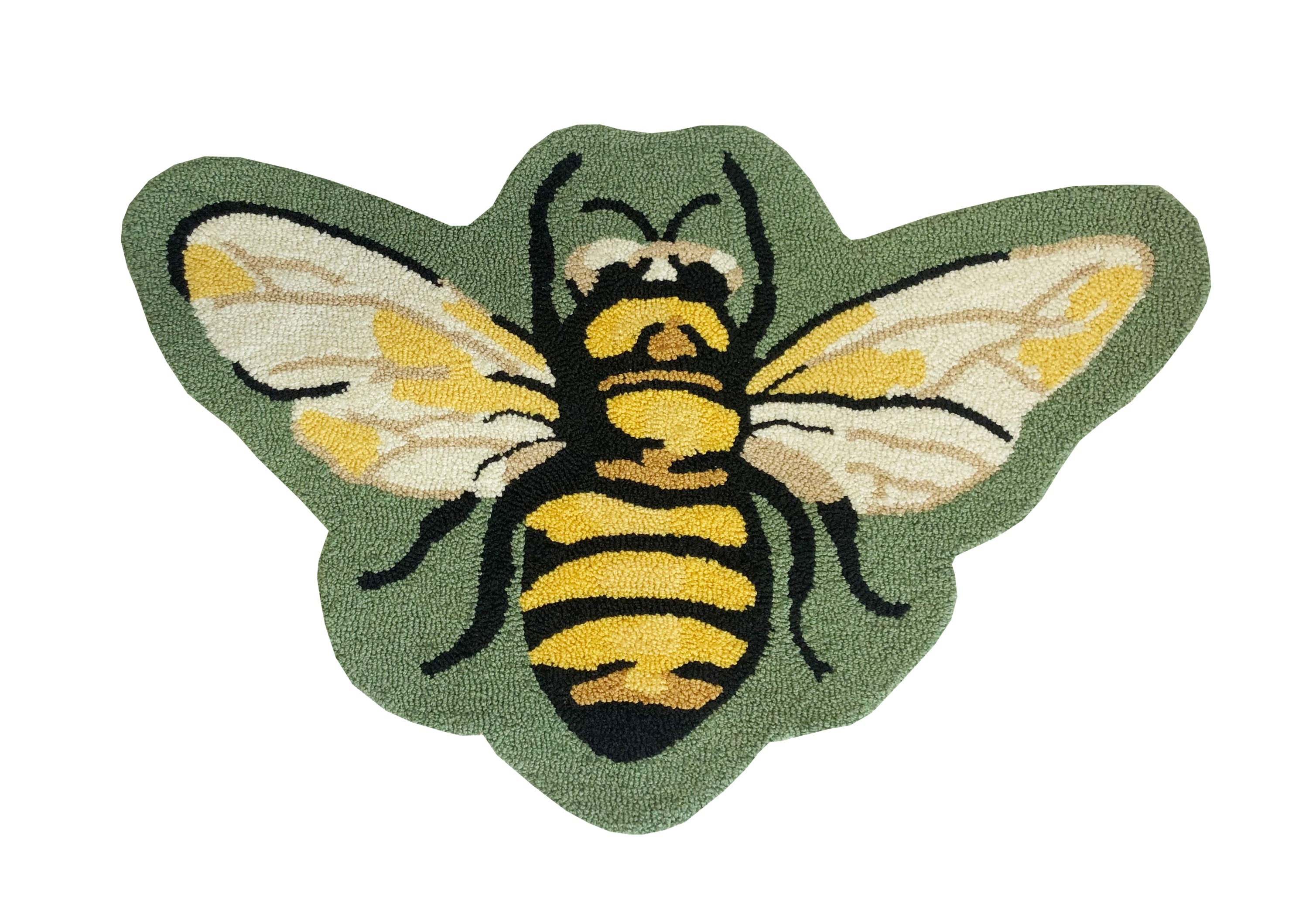 Bee Shape Sage Rug: Contemporary Indoor Area Rug with Whimsical Design