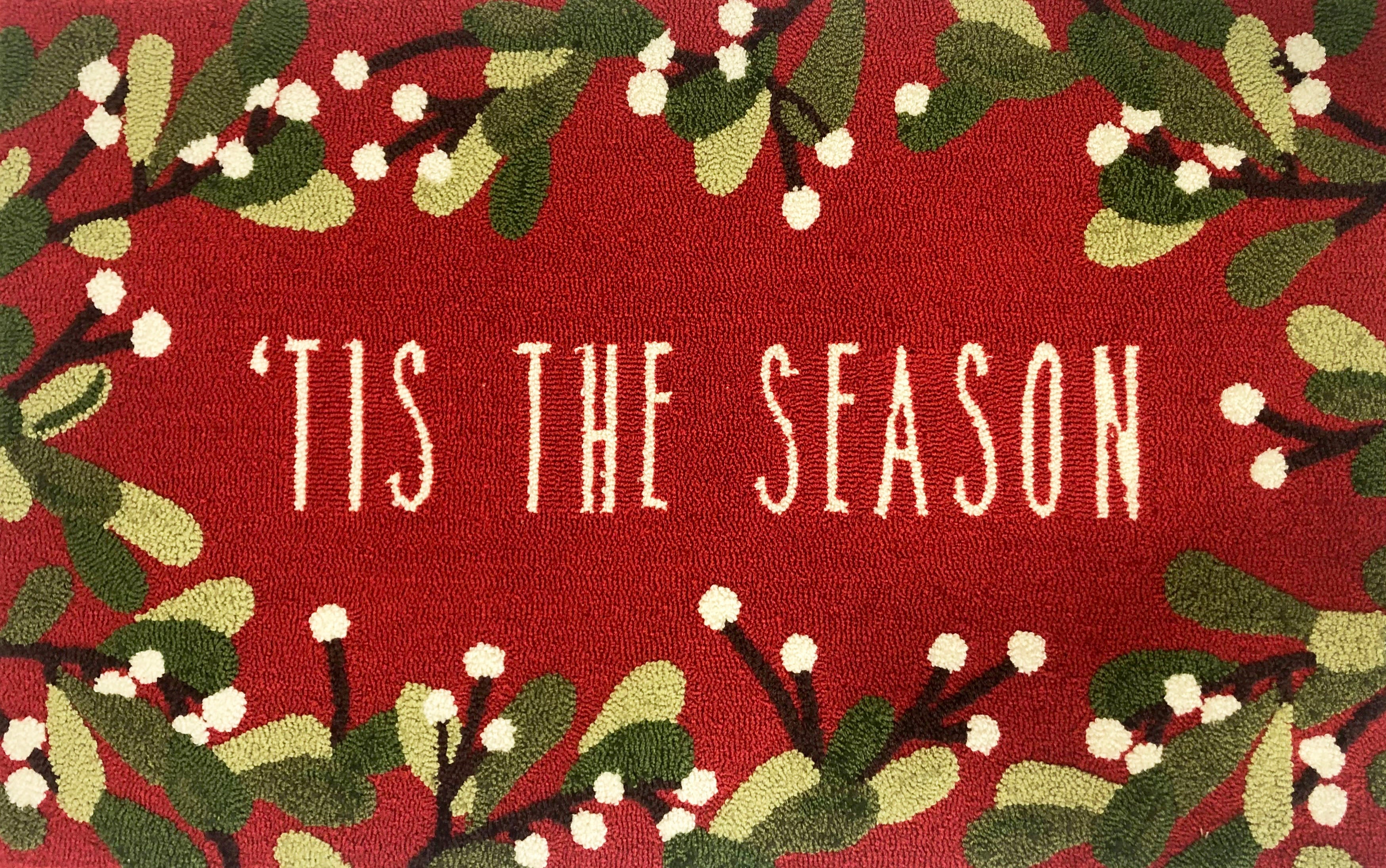 Traditional Red, Green, and White Floral/Seasonal Area Rug for Indoor Use