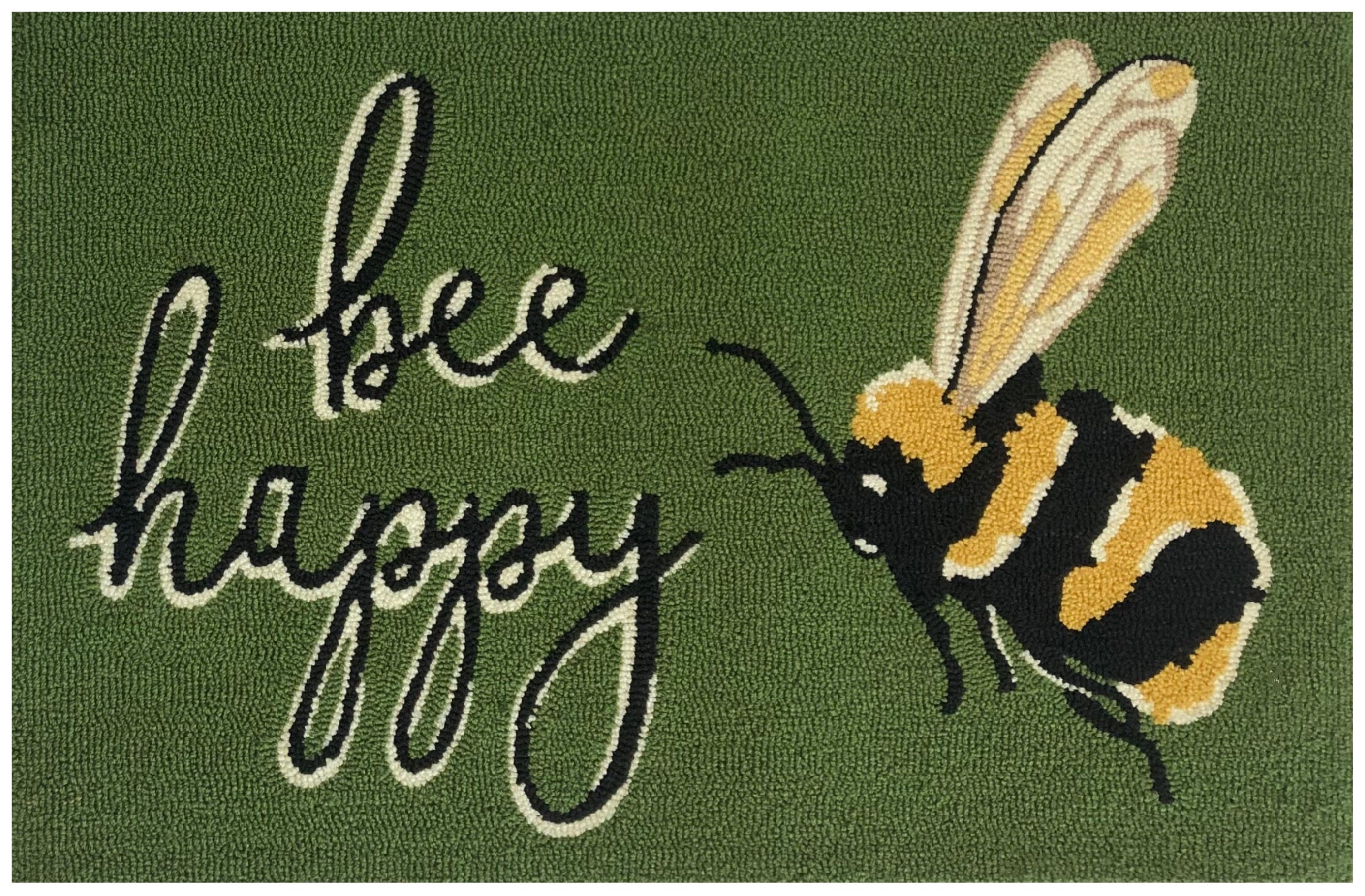 Whimsical Indoor Decorative Accent Rug with Bee Happy Design