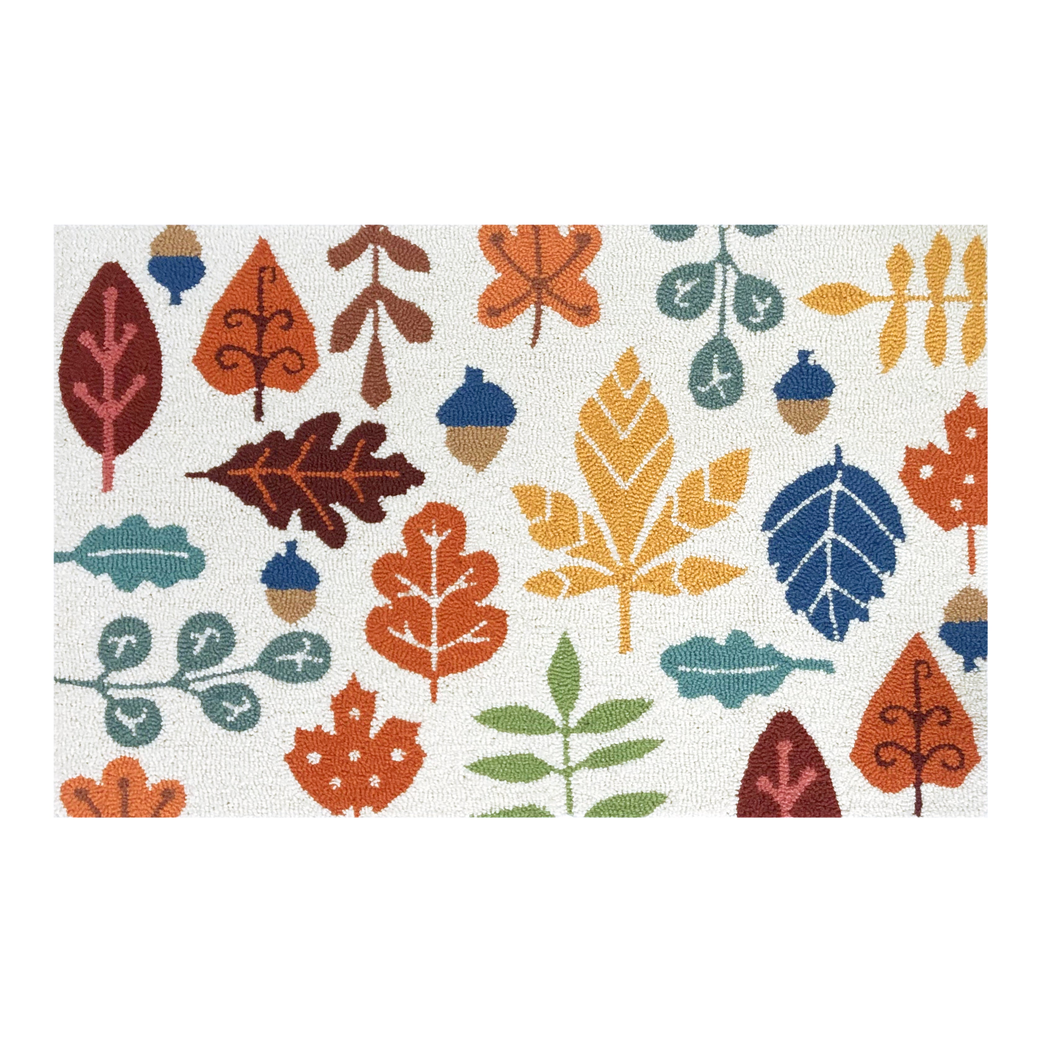 Modern Eclectic Multicolor Foliage - Acorn Pattern Small Rectangular Area Rug