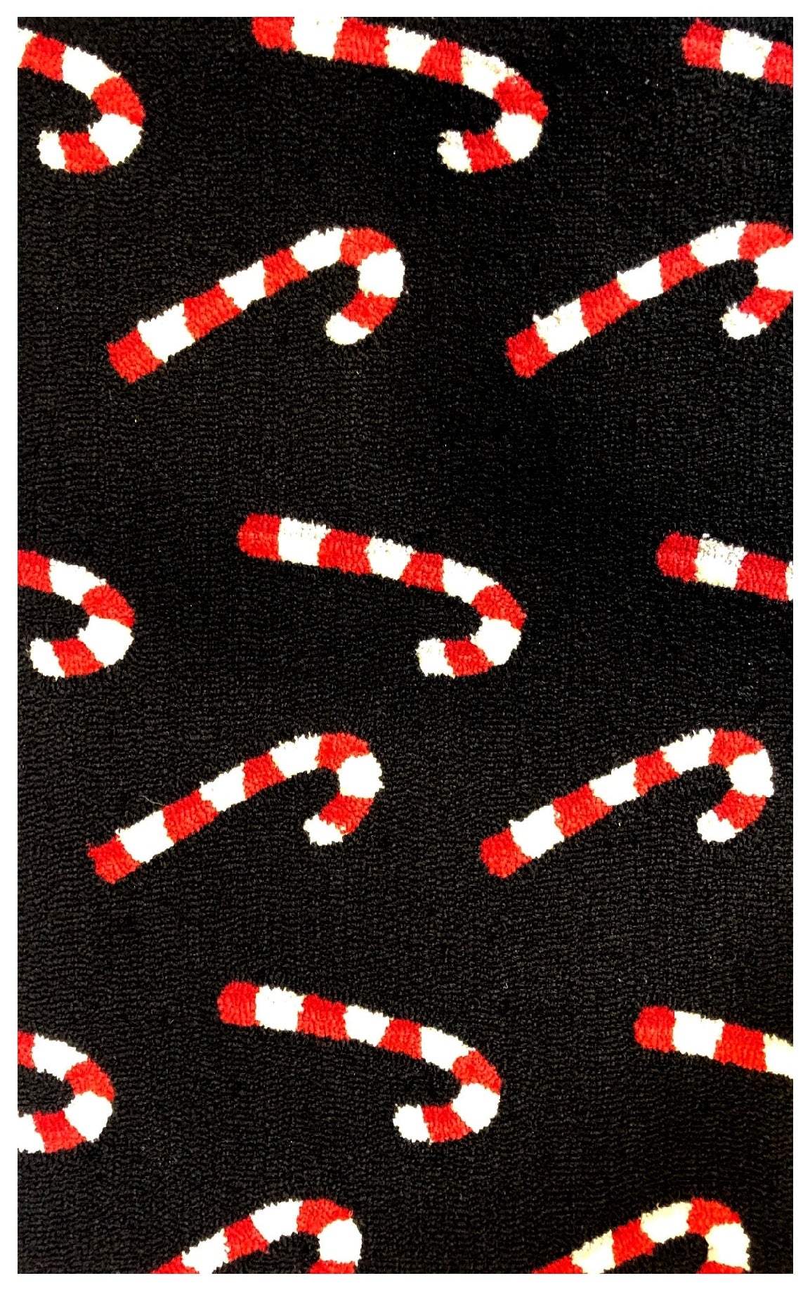 Contemporary Indoor Area Rug with Repeating Candy Cane Motif in Black, Red, and White