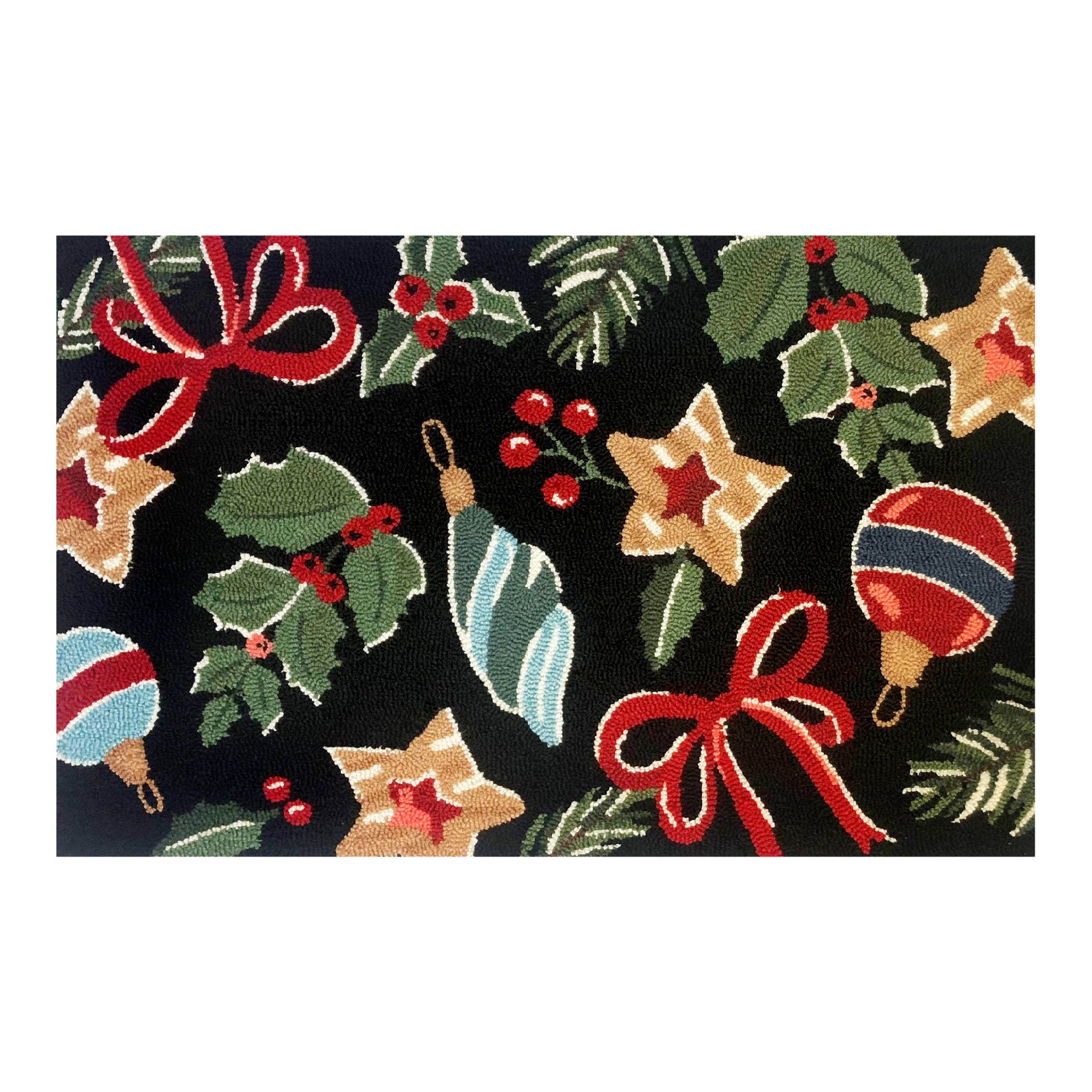 Festive Christmas Themed Polypropylene Area Rug for Indoor Entryway or Small Rooms