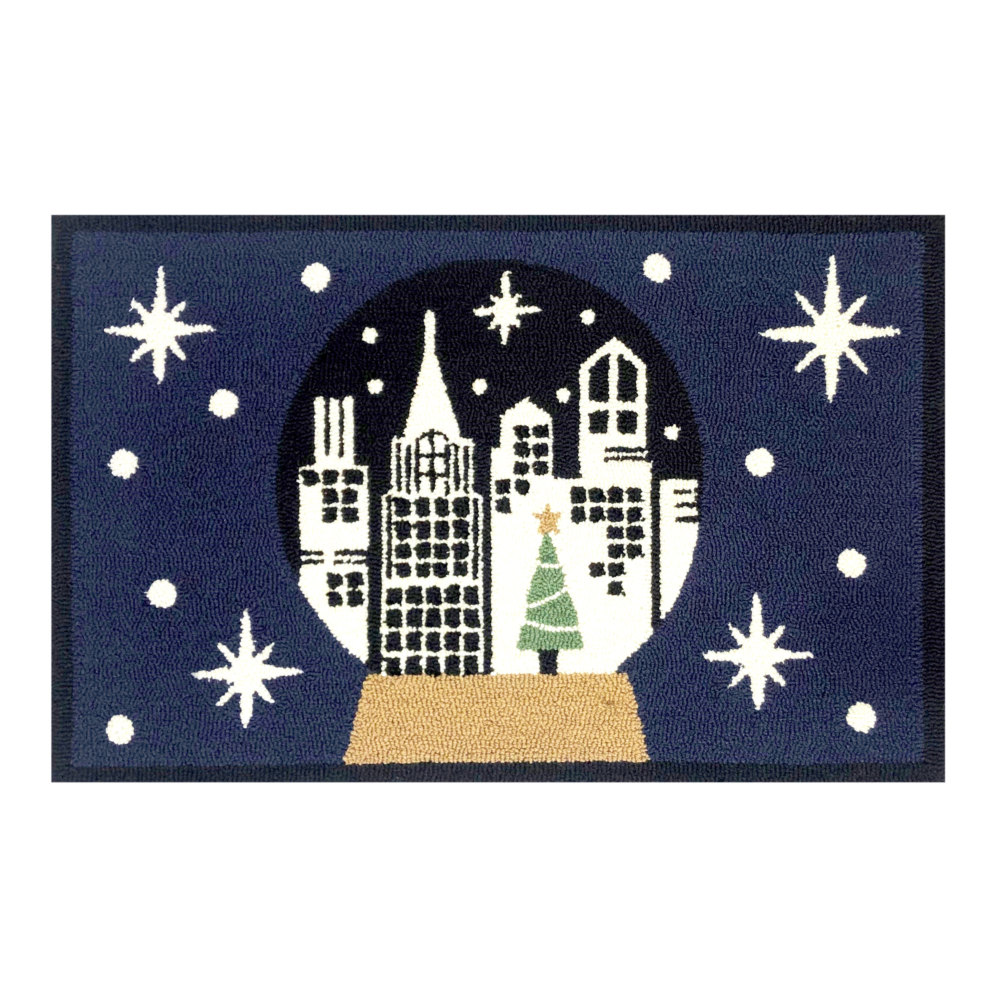 Holiday Snow Globe Decorative Area Rug - 24"x36" for Indoor/Outdoor Use