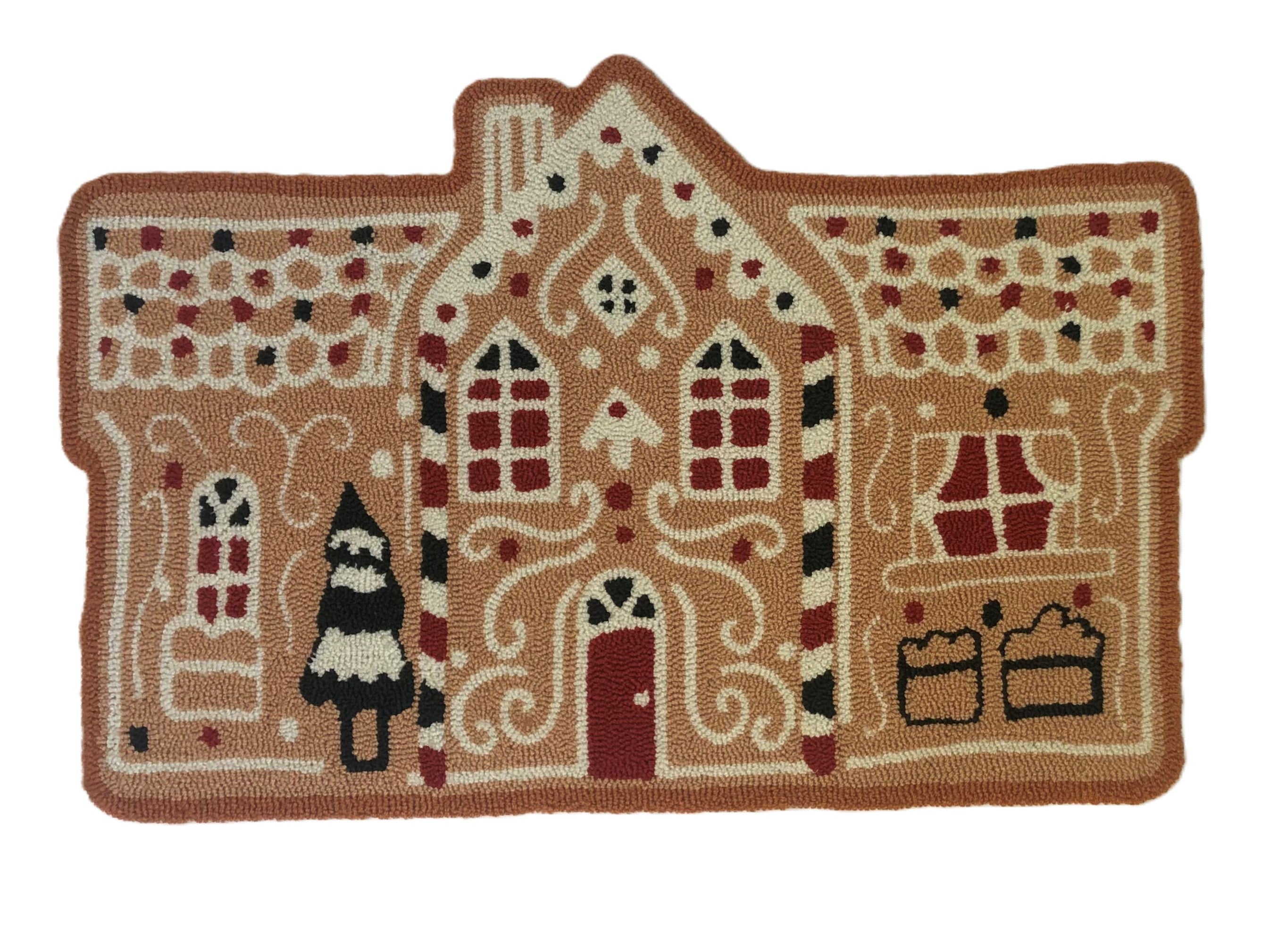 Whimsical Gingerbread House Indoor Rug for Holiday Decor, 2x3 Feet