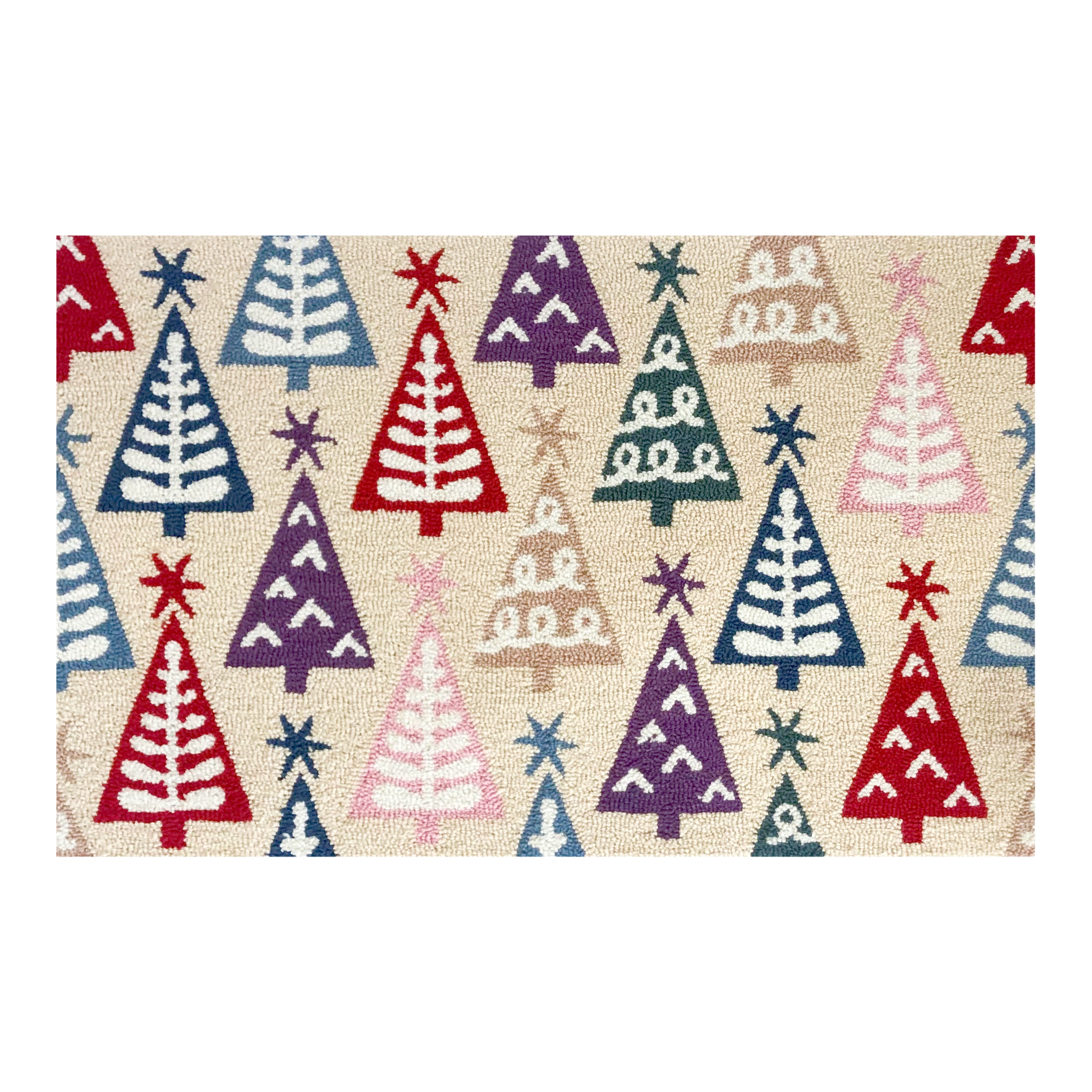 Festive Multicolor Christmas Tree Pattern Polypropylene Indoor Area Rug