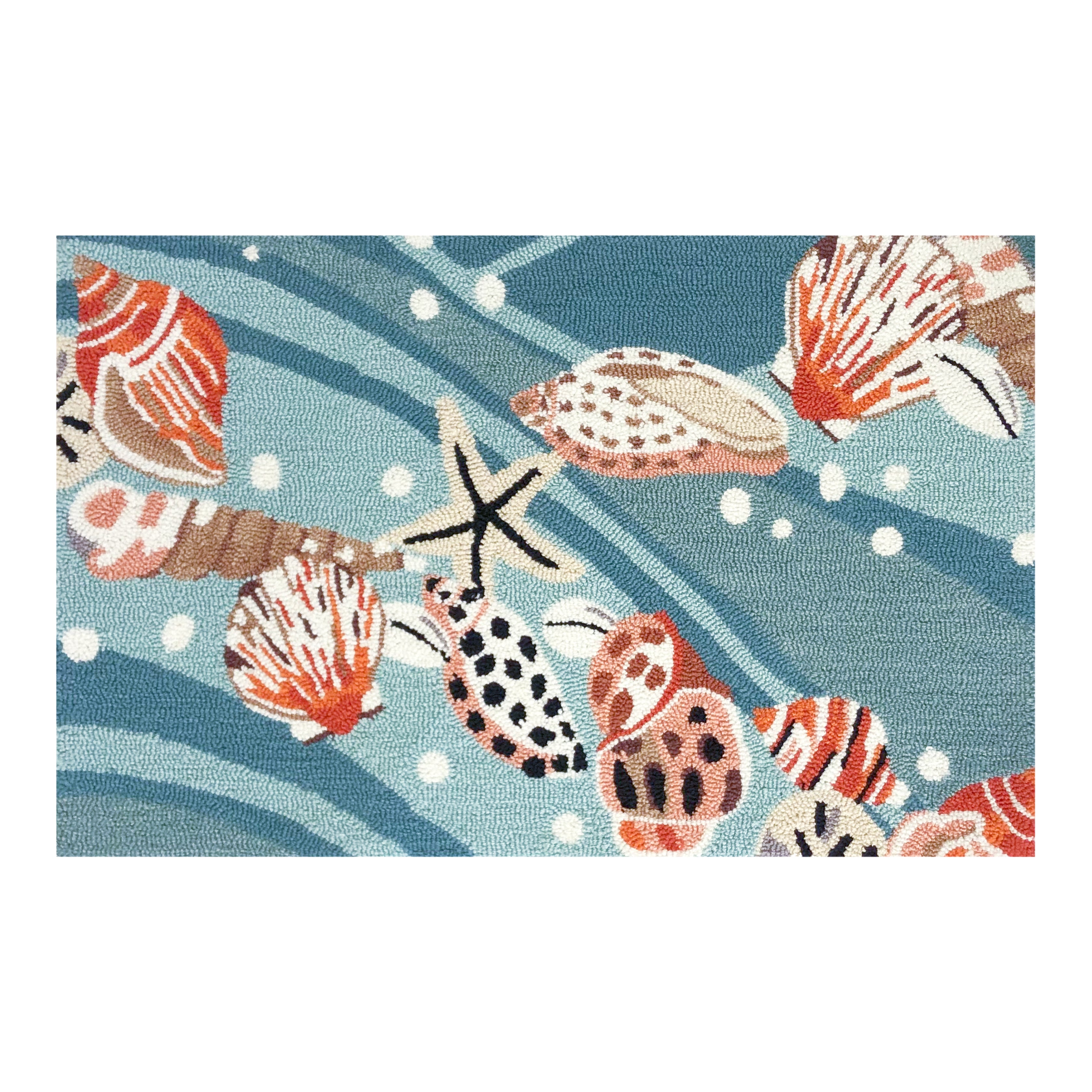 Multicolor Coastal Area Rug with Seashell and Starfish Pattern
