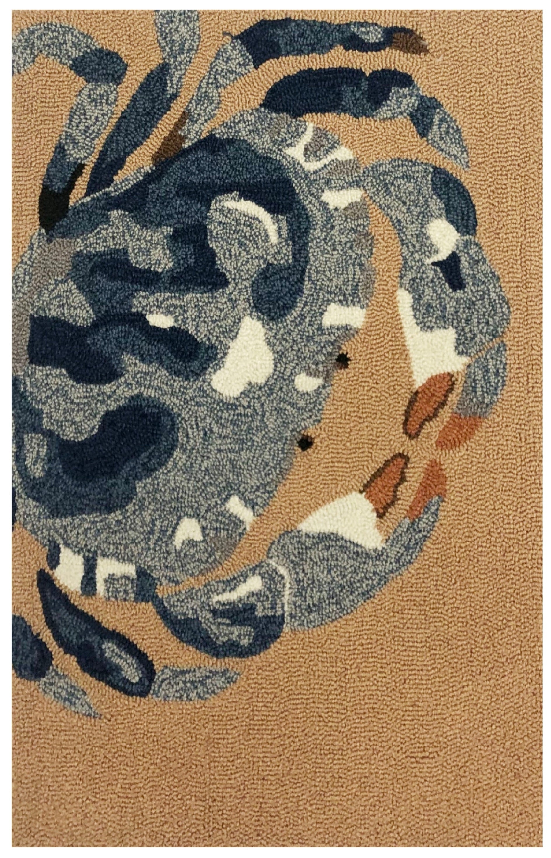 Coastal Nautical Polypropylene Area Rug with Stylized Crab Motif