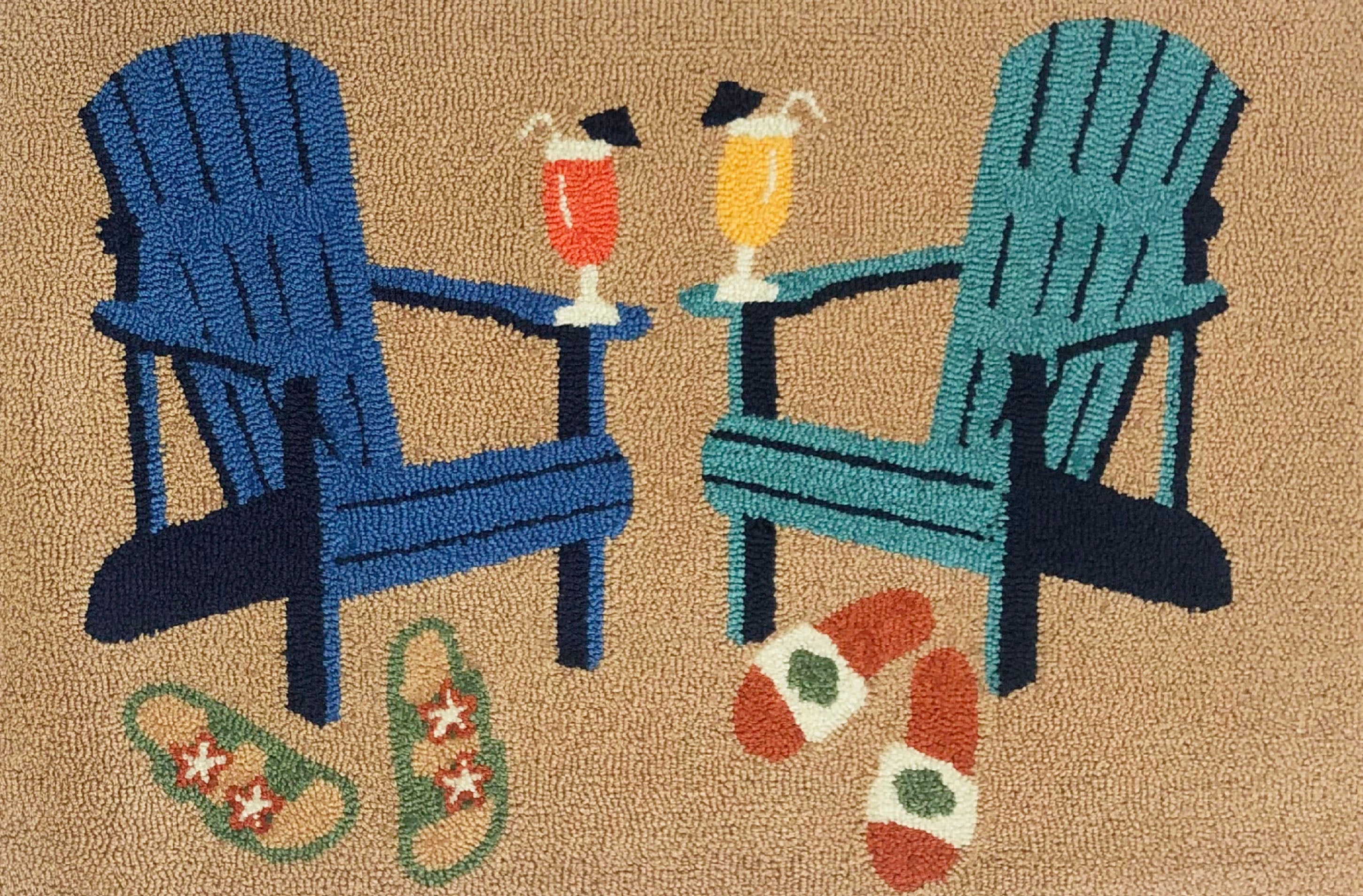 Coastal - Themed Area Rug with Figurative Pattern in Multicolor