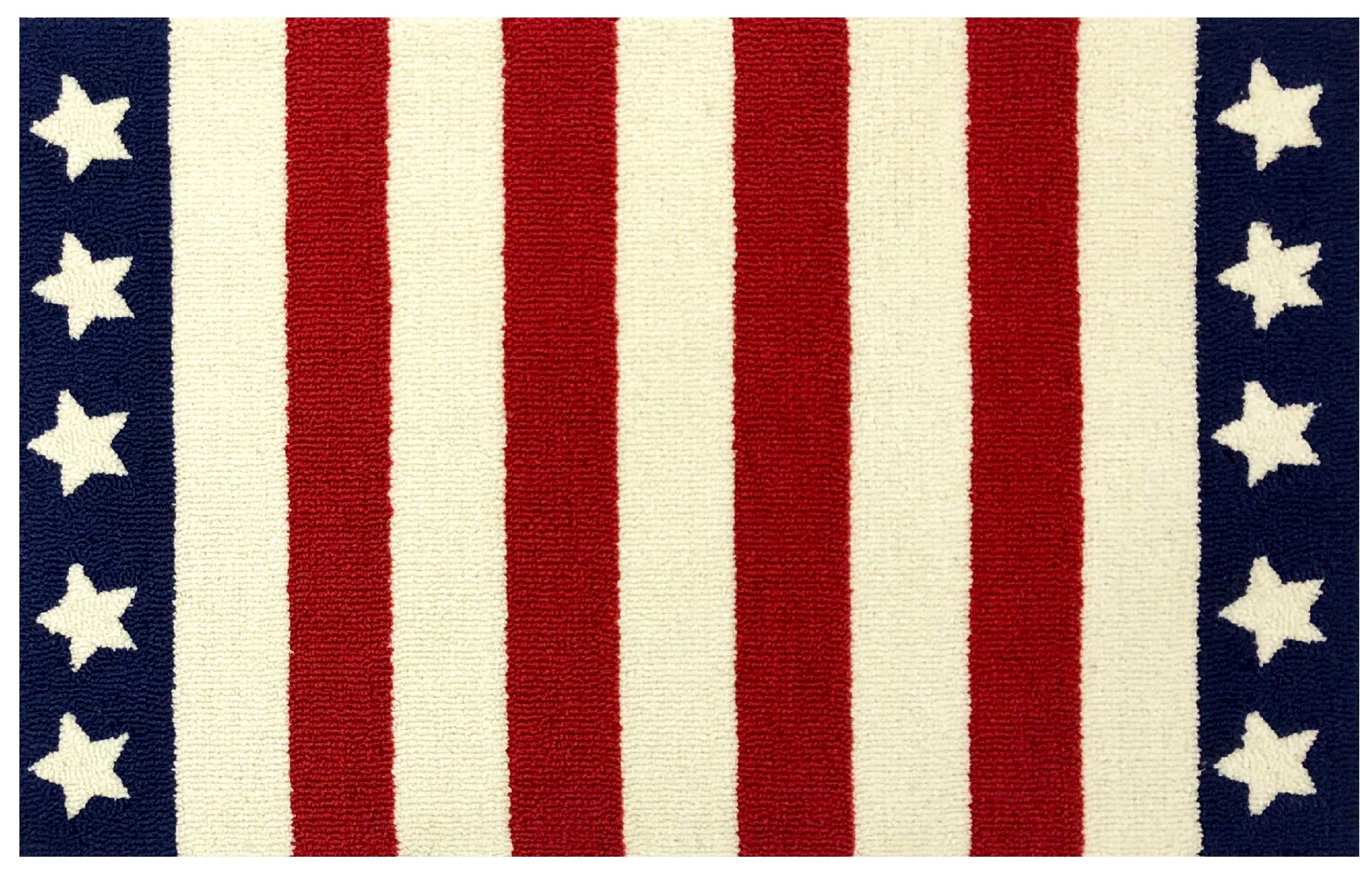 Traditional Patriotic Red, White, and Blue Geometric Area Rug for Indoor Spaces