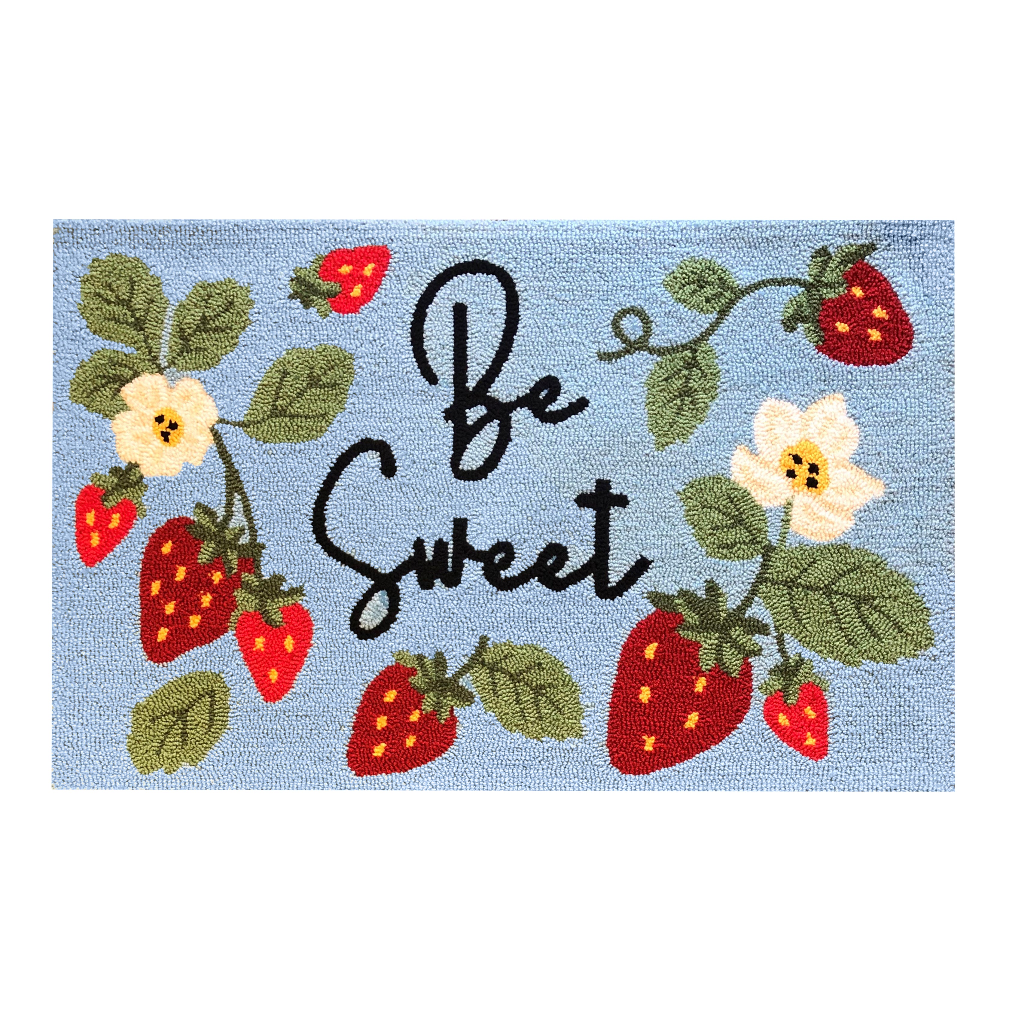 Charming Traditional Floral Indoor Rug with 'Be Sweet' Design, 24x36