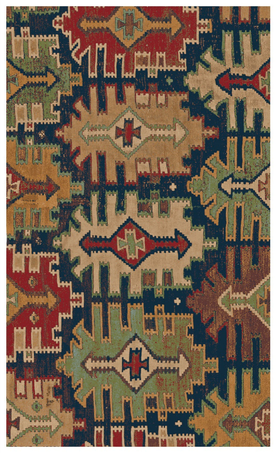 Traditional Oriental Vintage Geometric Area Rug in Multicolor