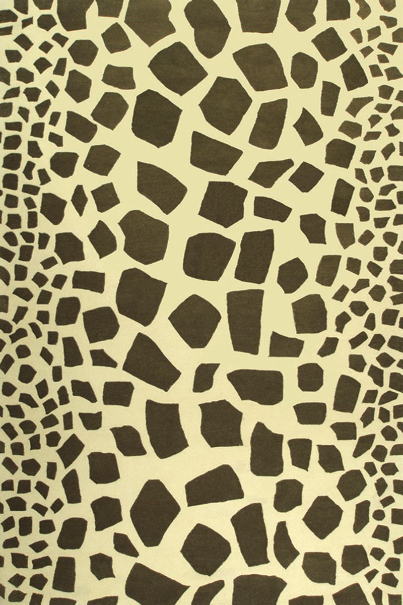 5x8 Modern Geometric Area Rug with Animal - Spotting Pattern in Cream and Brown