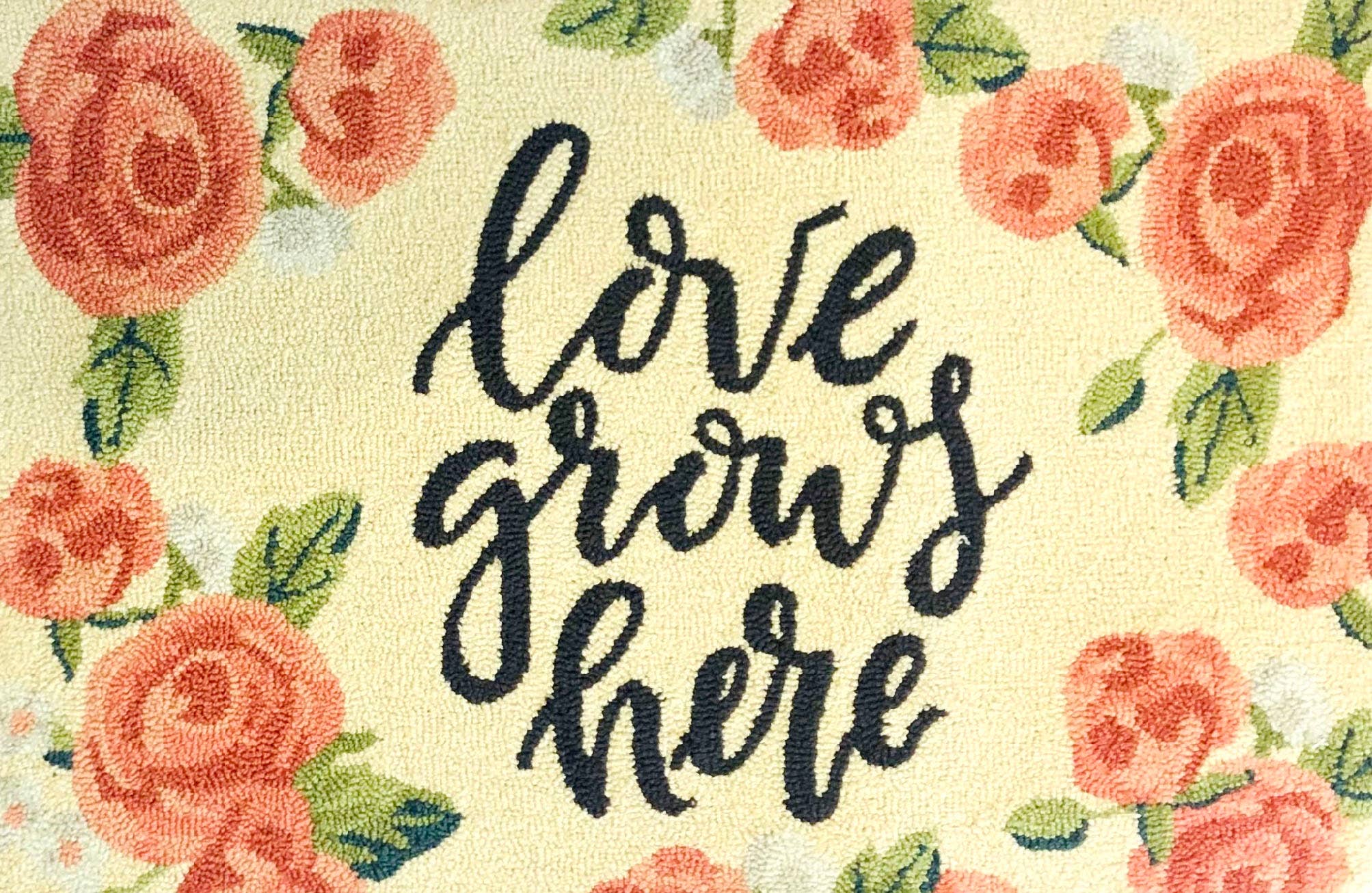 Medium - sized Indoor Floral Area Rug with Hand - Lettered Text in Cottagecore Style
