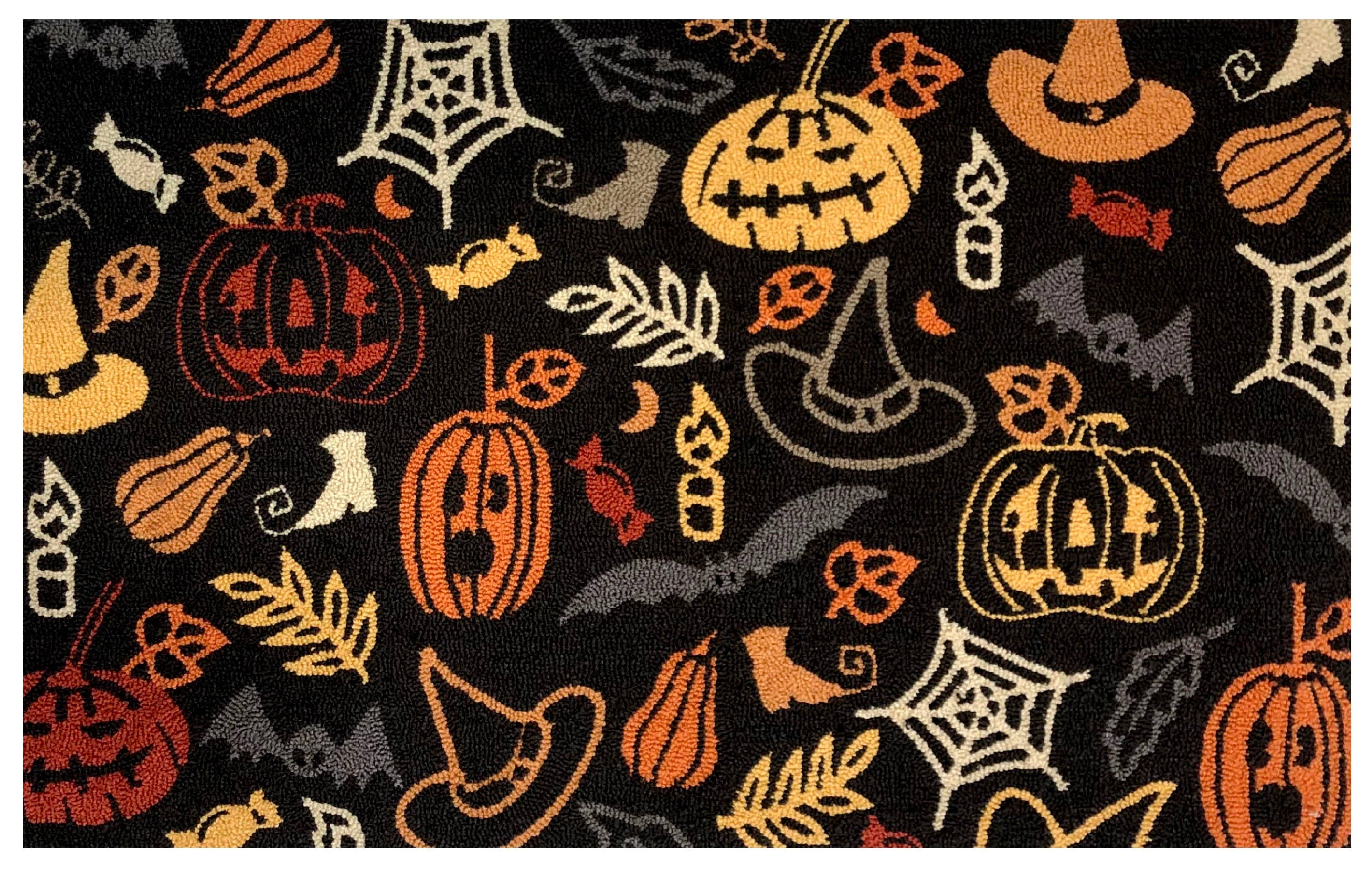 Vibrant Halloween Themed Polypropylene Area Rug for Indoor Spaces