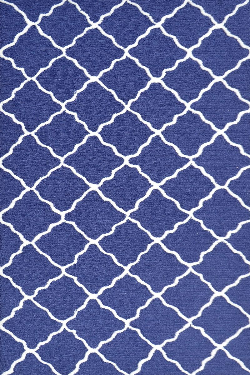2.8X4.8 Modern Geometric Navy and White Polypropylene Area Rug