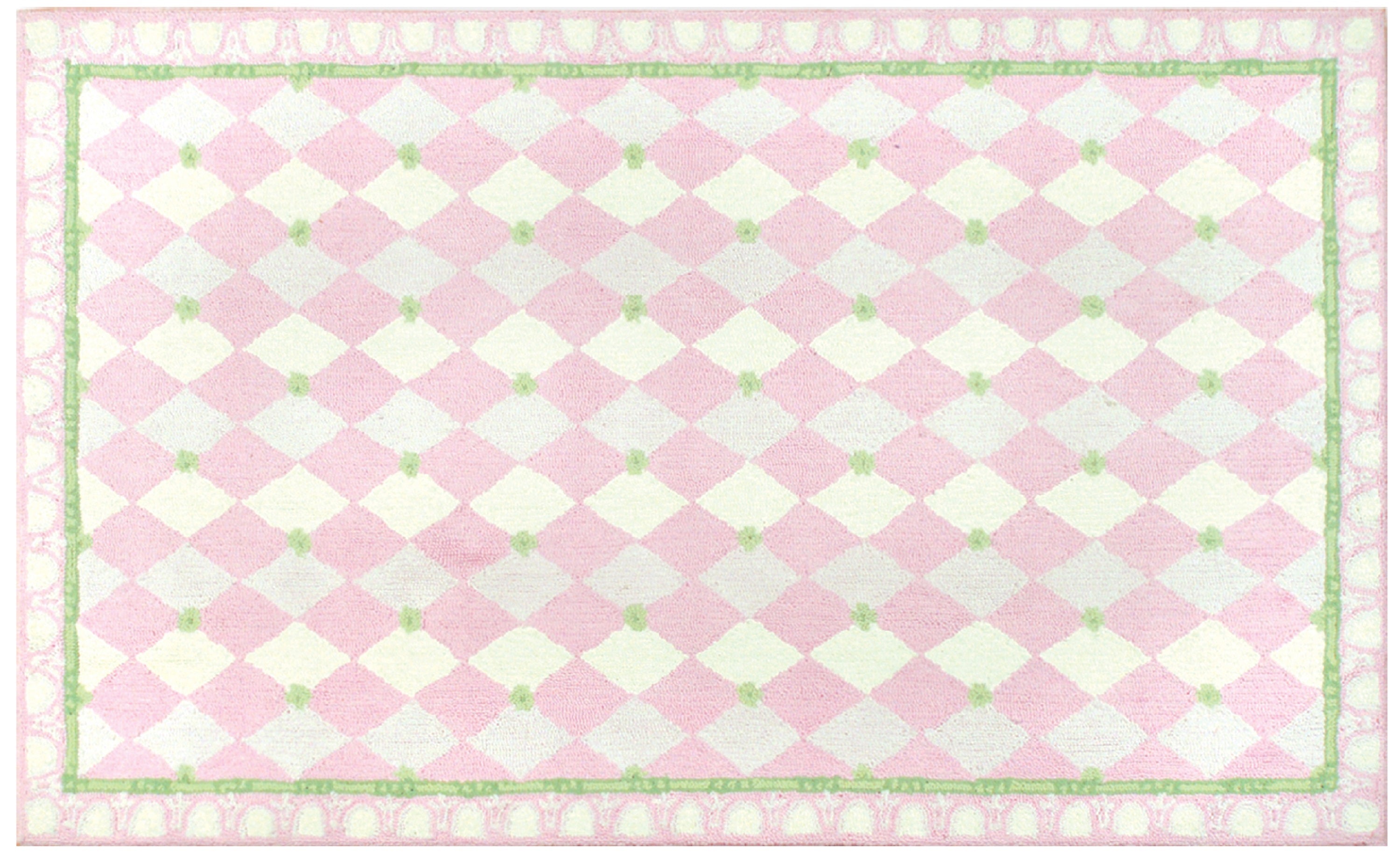 Charming Traditional Geometric Pastel Pink Polyester Area Rug for Indoor Spaces