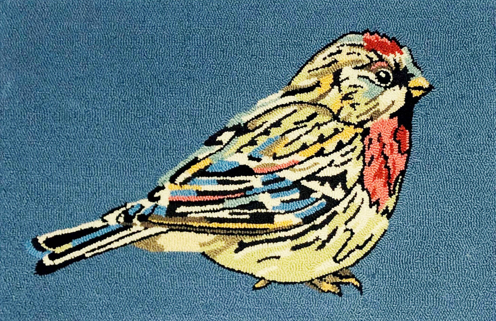 Traditional Polyester Area Rug with Multicolored Bird Motif for Indoor Spaces