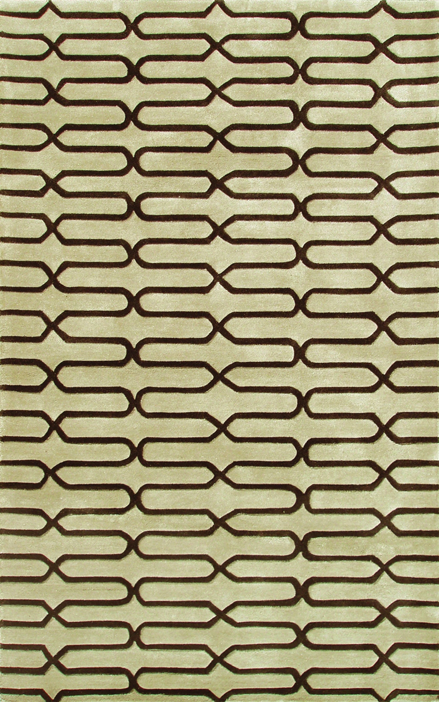 5X8 Modern Geometric Area Rug in Light Beige and Dark Brown