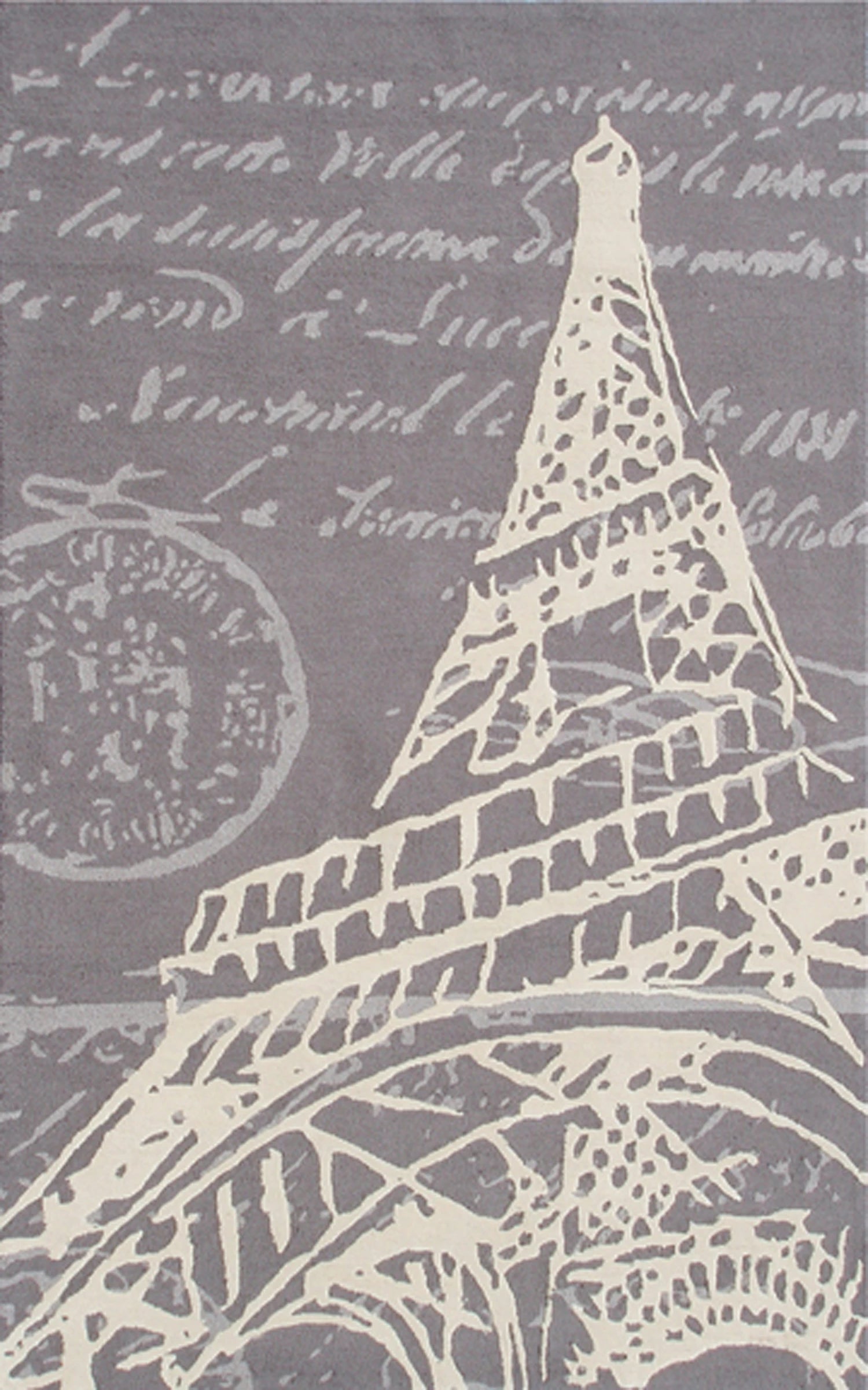 5X8 Modern Area Rug with Vintage Parisian Graphic Design