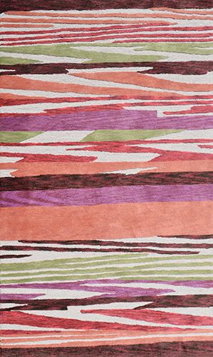 5x7.6 Modern Multicolor Abstract Area Rug with Organic Striped Elements