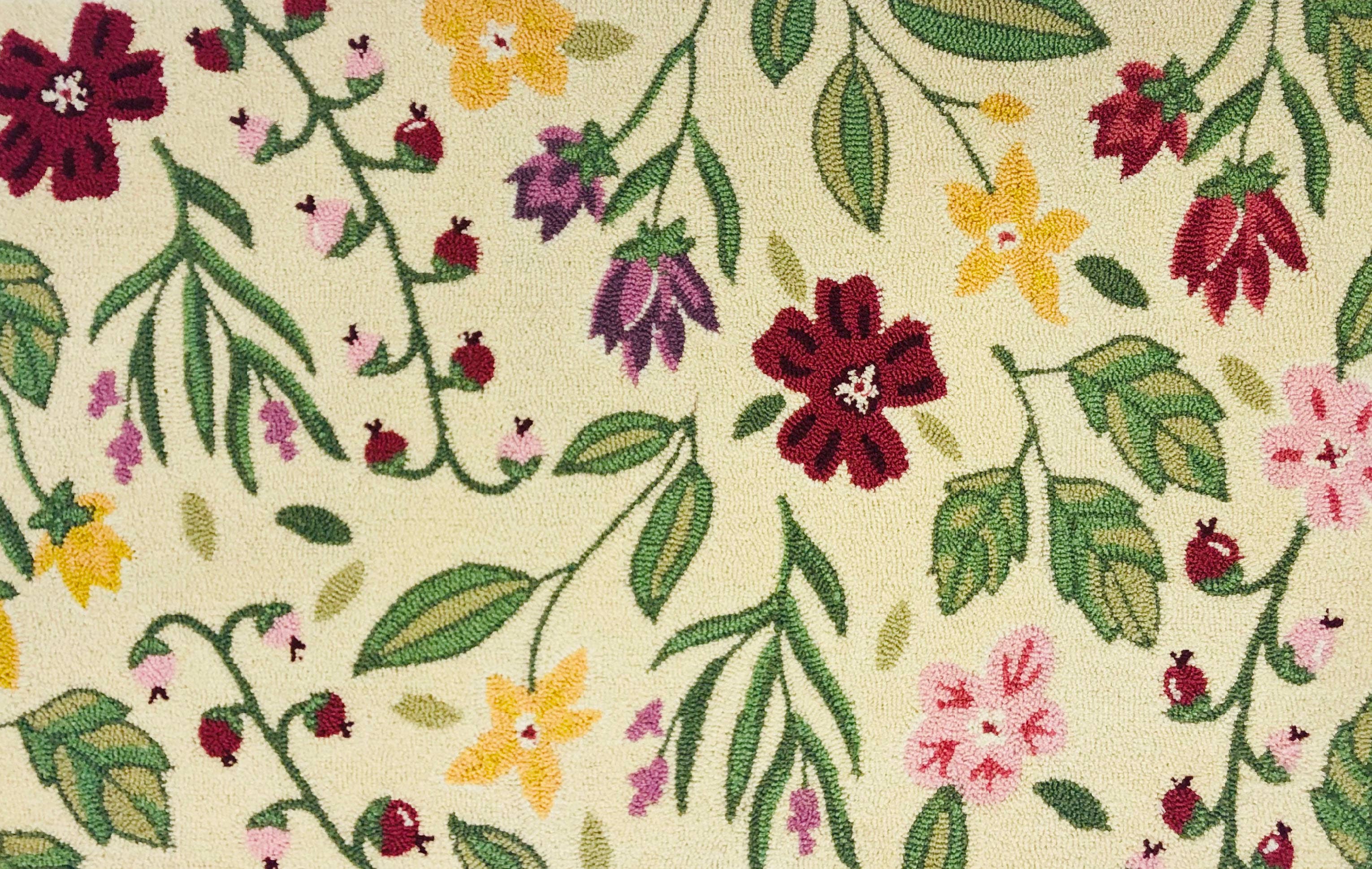 Traditional Multicolor Detailed Floral Polypropylene Area Rug for Indoor Use