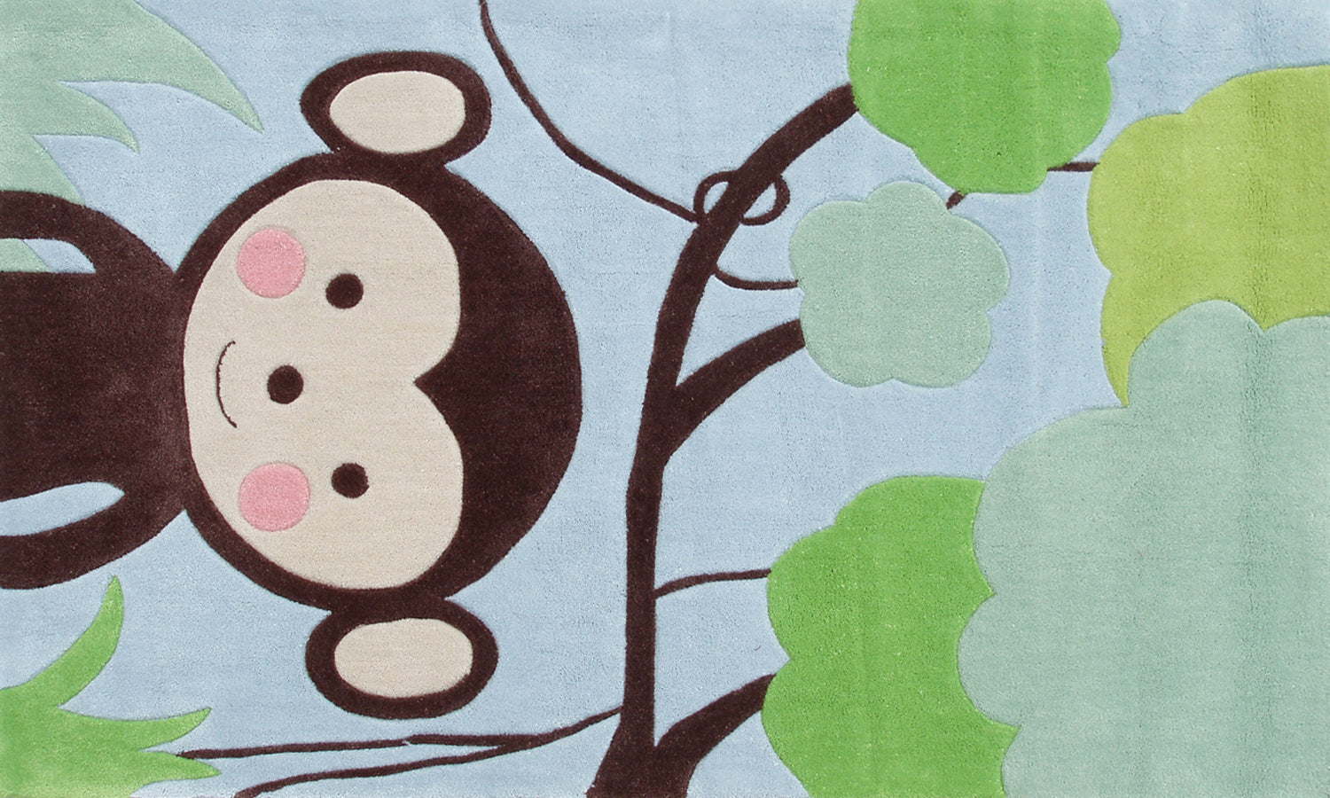 Whimsical Playful Modern Multicolor Monkey and Tree Area Rug for Indoor Child Spaces