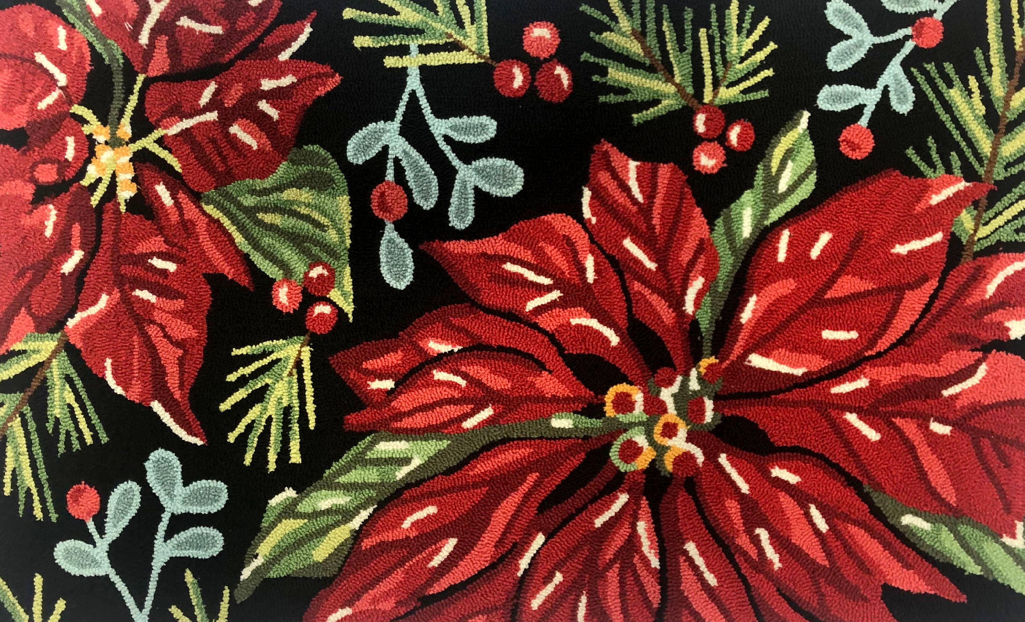 Traditional Holiday - Themed Indoor Area Rug with Bold Floral Patterns