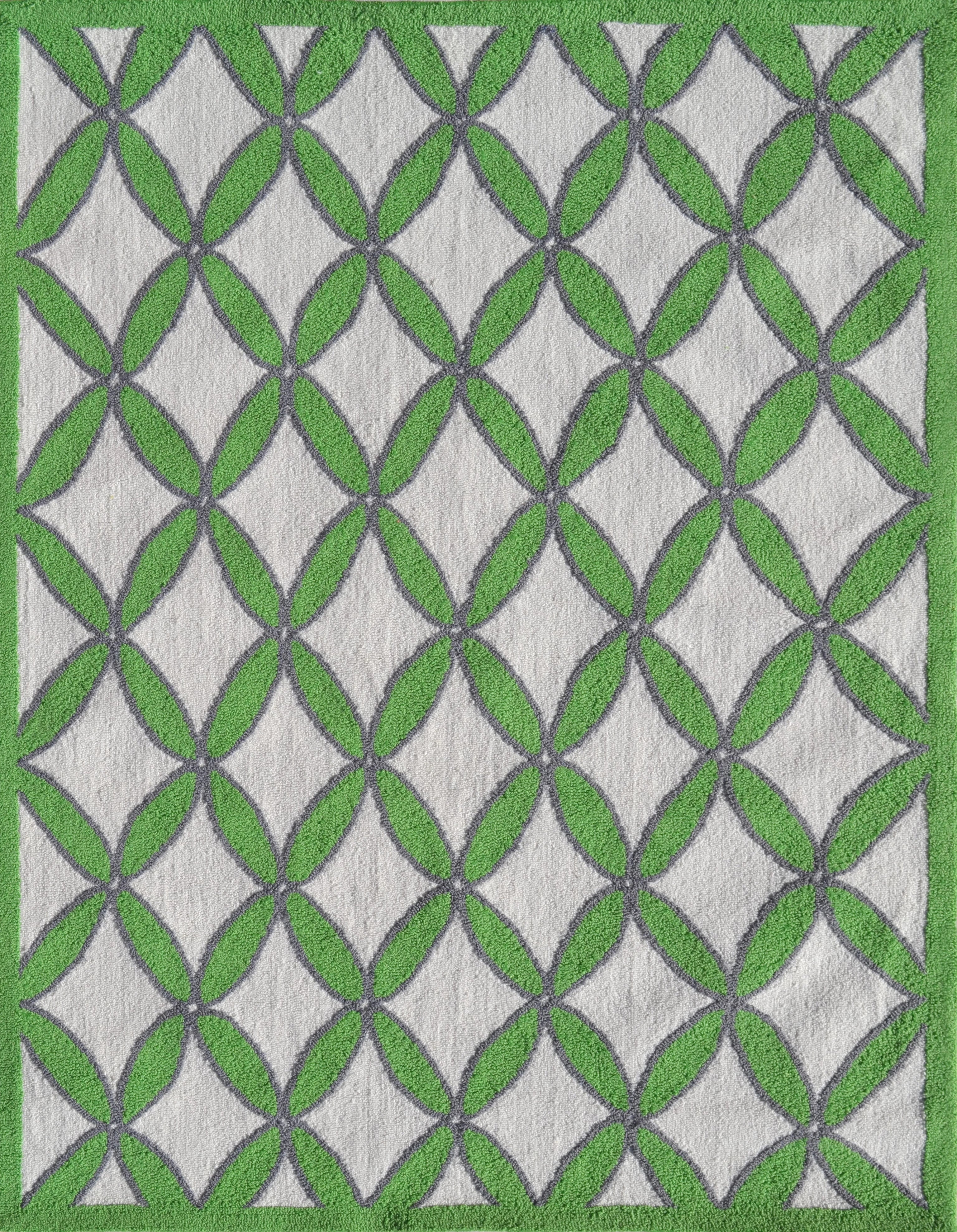 Large Modern Geometric Area Rug in Vibrant Green and Gray