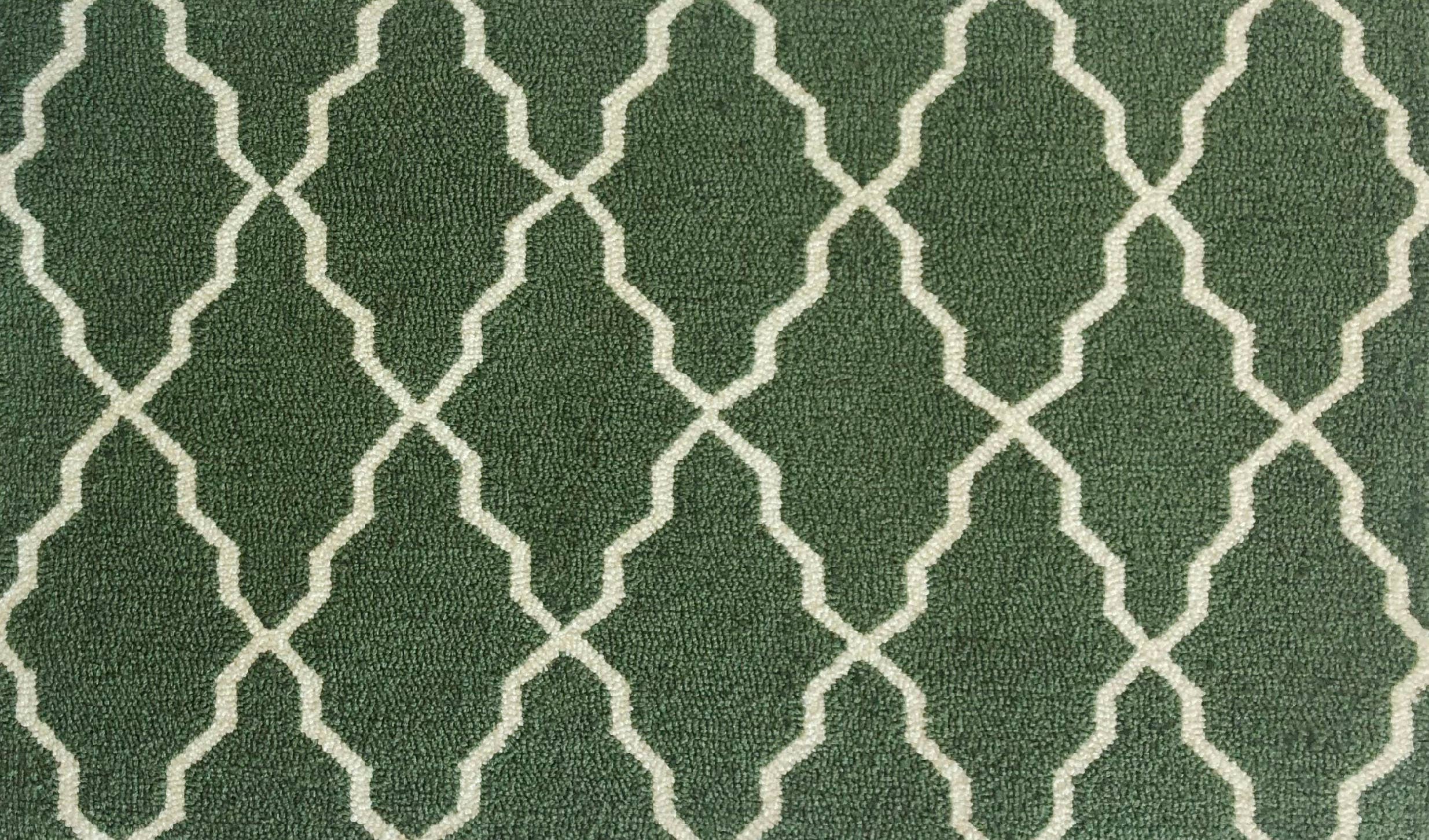 8x10 Geometric Green and White Polypropylene Medium Pile Area Rug for Indoor Use