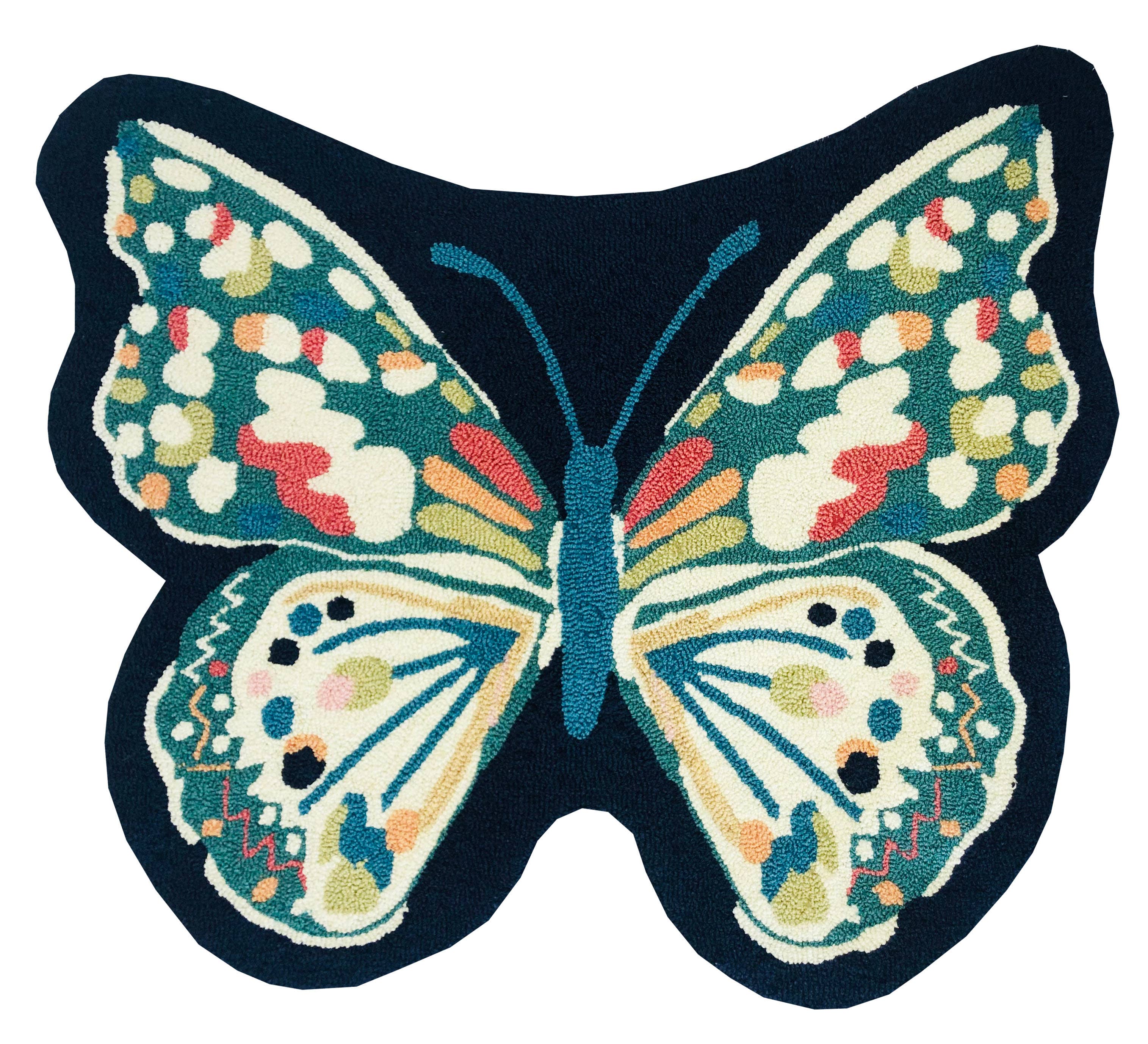 36"x36" Polyester Butterfly Shaped Area Rug - Whimsical and Colorful for Indoor Spaces